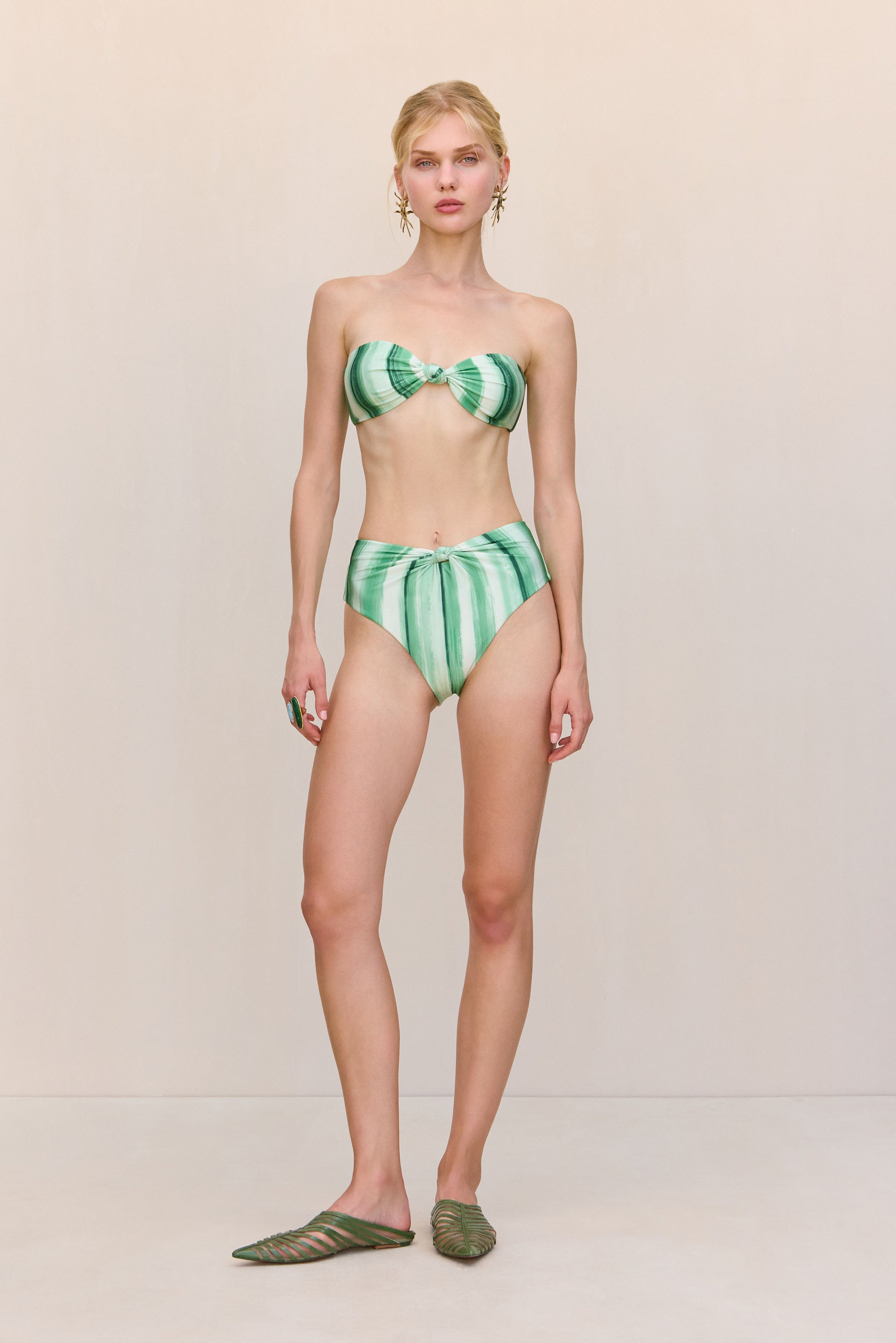OSWIN BIKINI TOP - CALLA LILY PAINTED STRIPE