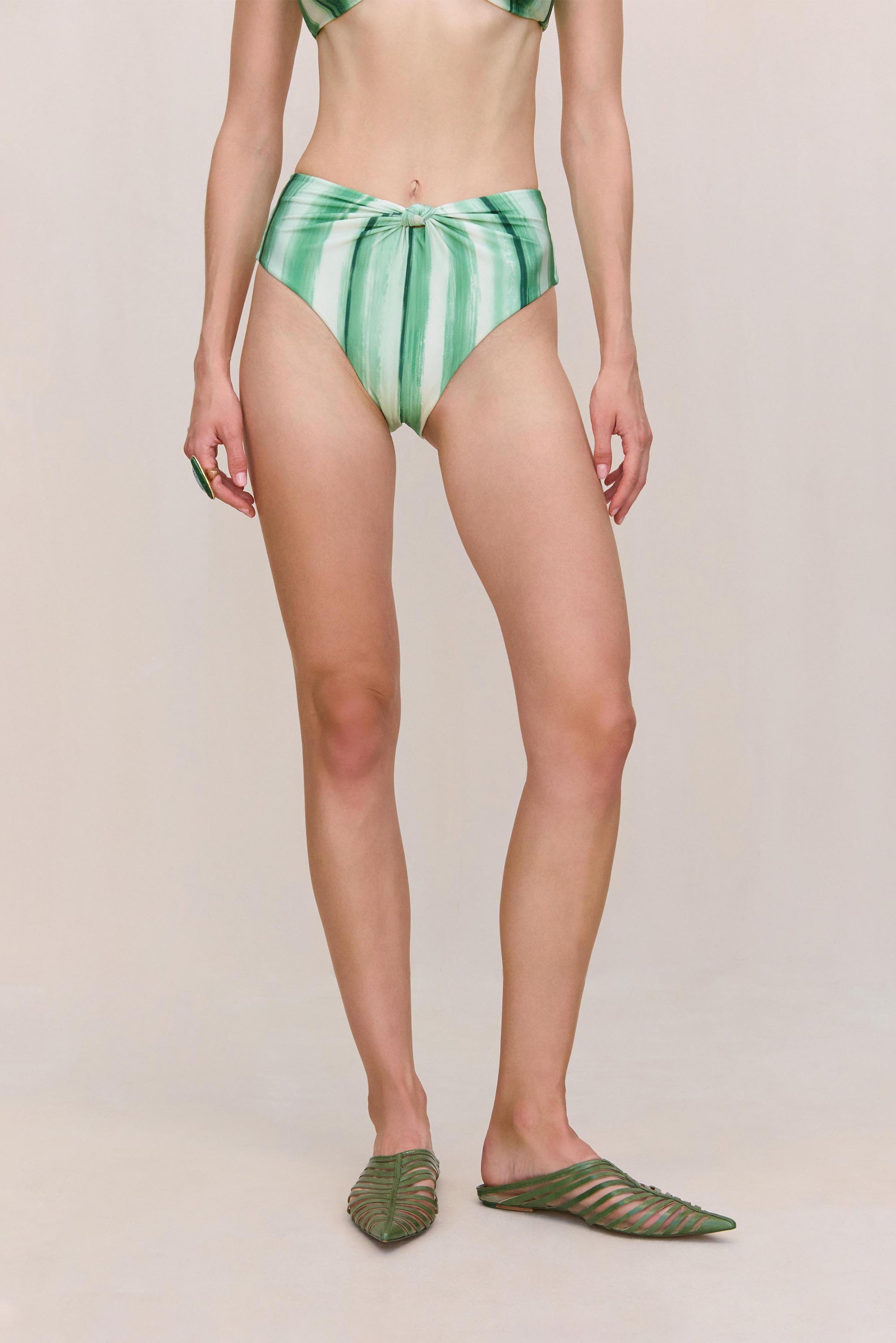 OSWIN BIKINI BOTTOM - CALLA LILY PAINTED STRIPE