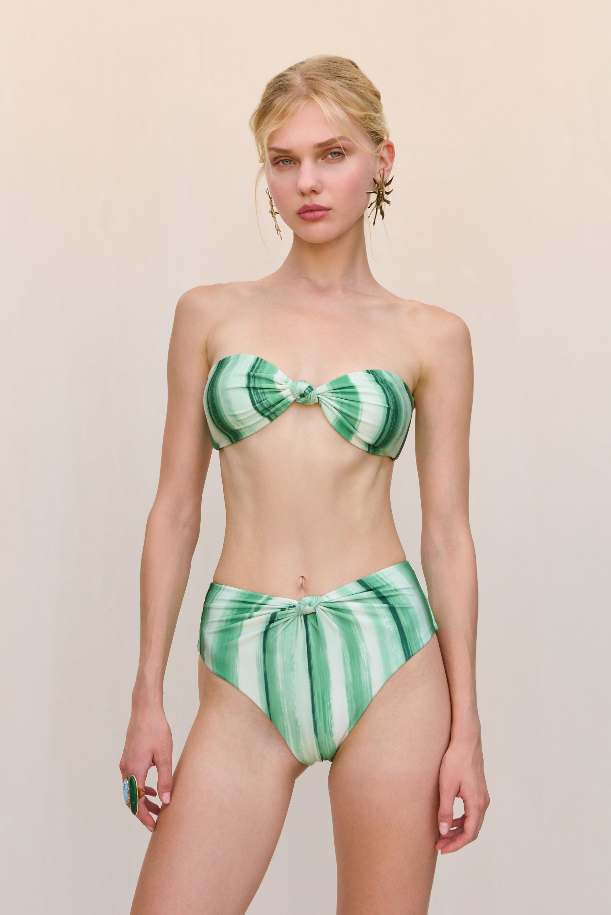 OSWIN BIKINI TOP - CALLA LILY PAINTED STRIPE