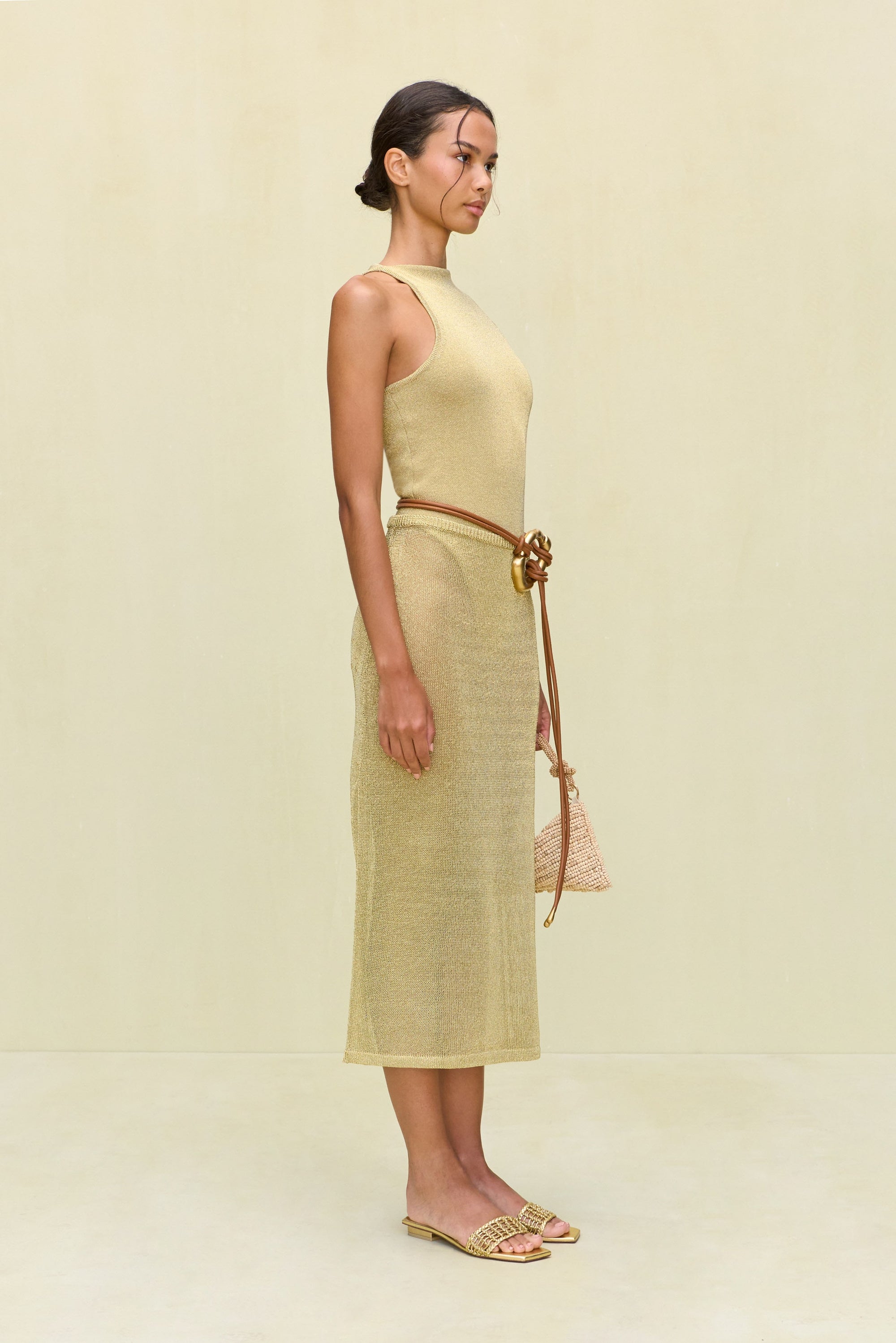 ANURA KNIT SKIRT - GOLD