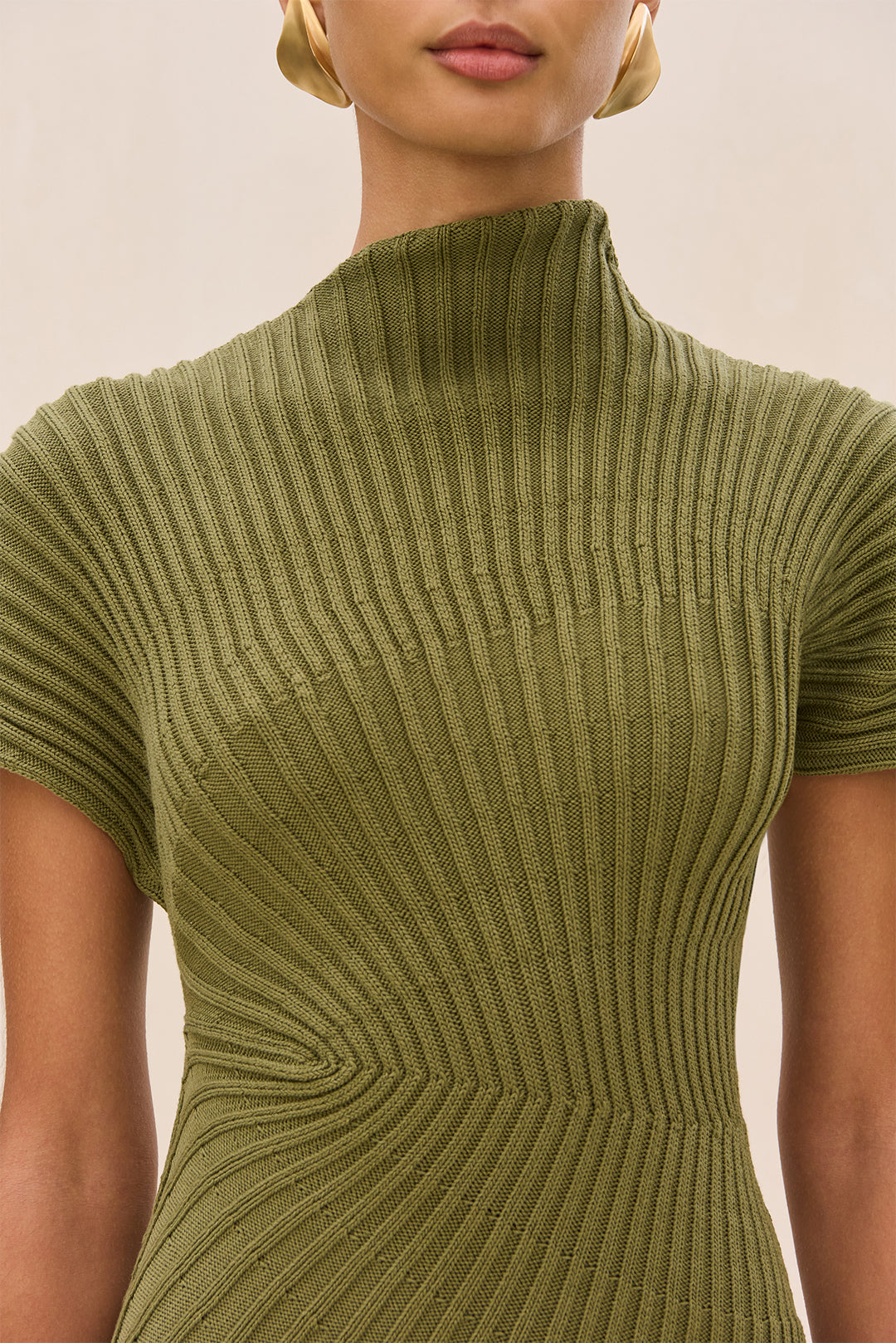 ongitecoude knit dress Oatmeal Cocoon Knit Midi Dress with Pockets