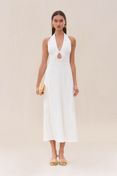 chinese dress ladies Shevona White Crocheted Lace Midi Dress