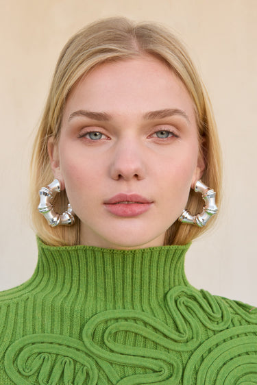 BAMBU EARRING - ANTIQUE SILVER | BAMBU EARRING - ANTIQUE SILVER | Secondary image