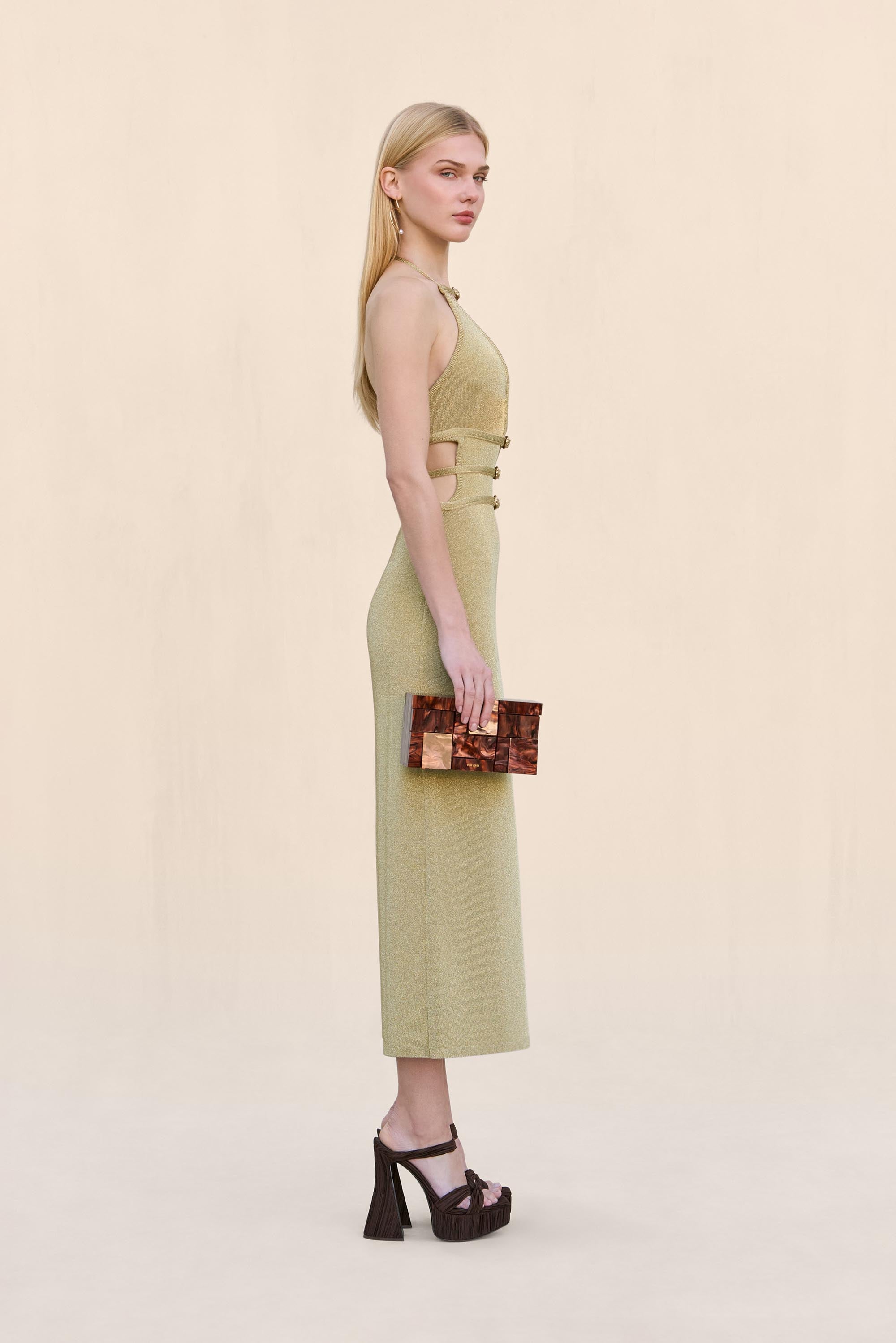 EVALEIGH KNIT DRESS - GOLD CULT GAIA EVALEIGH KNIT DRESS - GOLD CULT GAIA