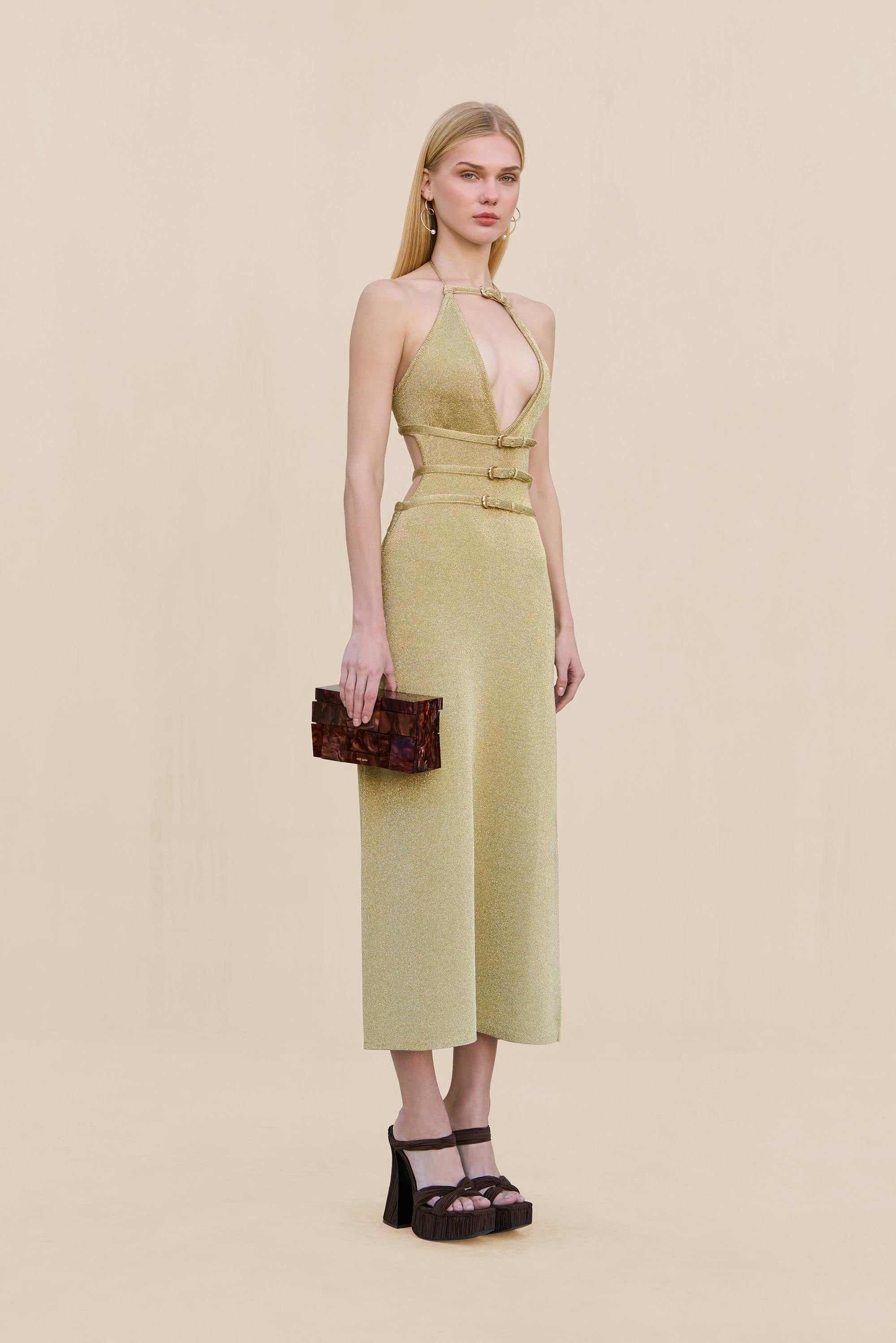 EVALEIGH KNIT DRESS - GOLD CULT GAIA EVALEIGH KNIT DRESS - GOLD CULT GAIA