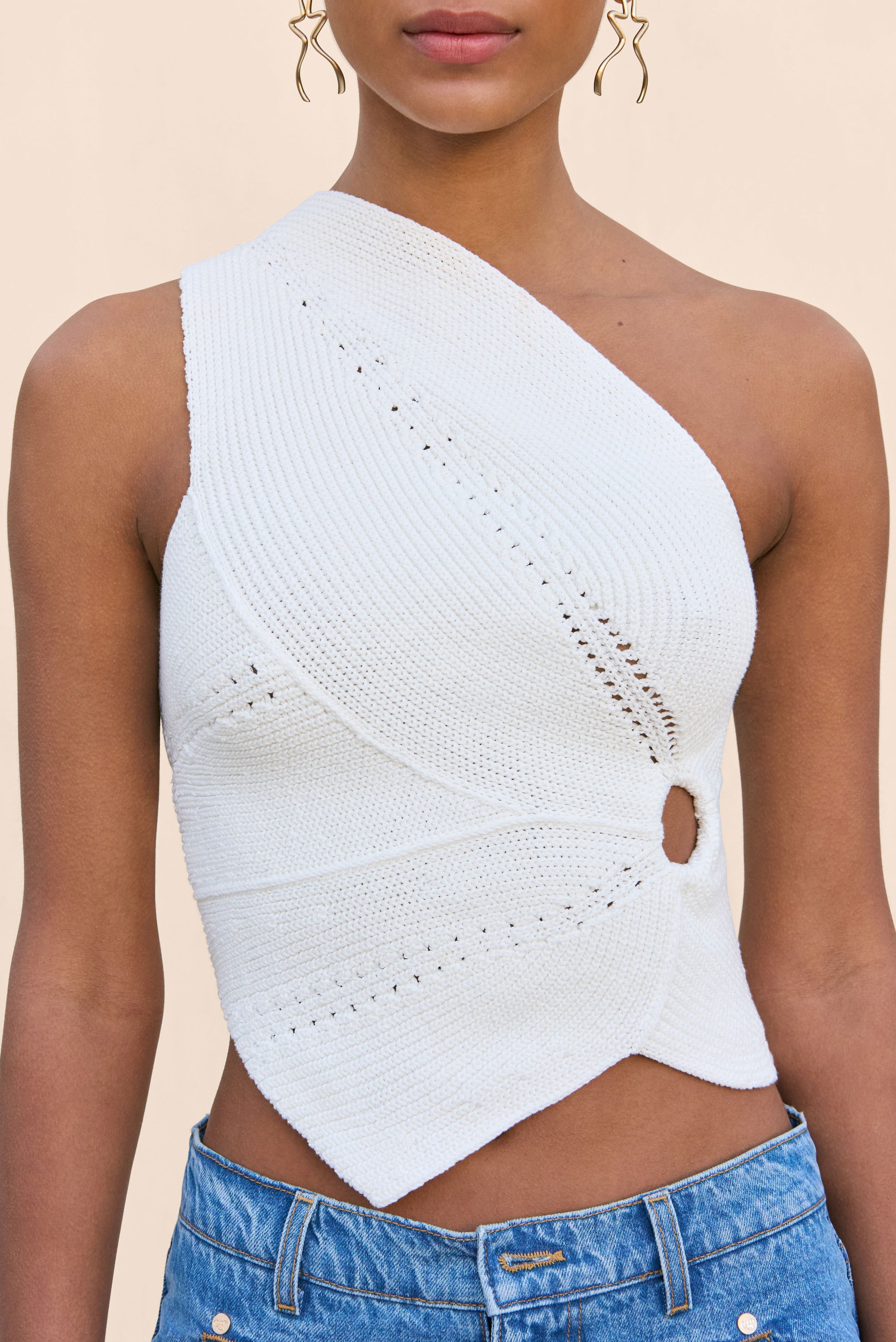DENEUVE KNIT TOP - OFF WHITE