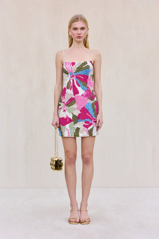 BEBE DRESS - FLORAL ROSETTE