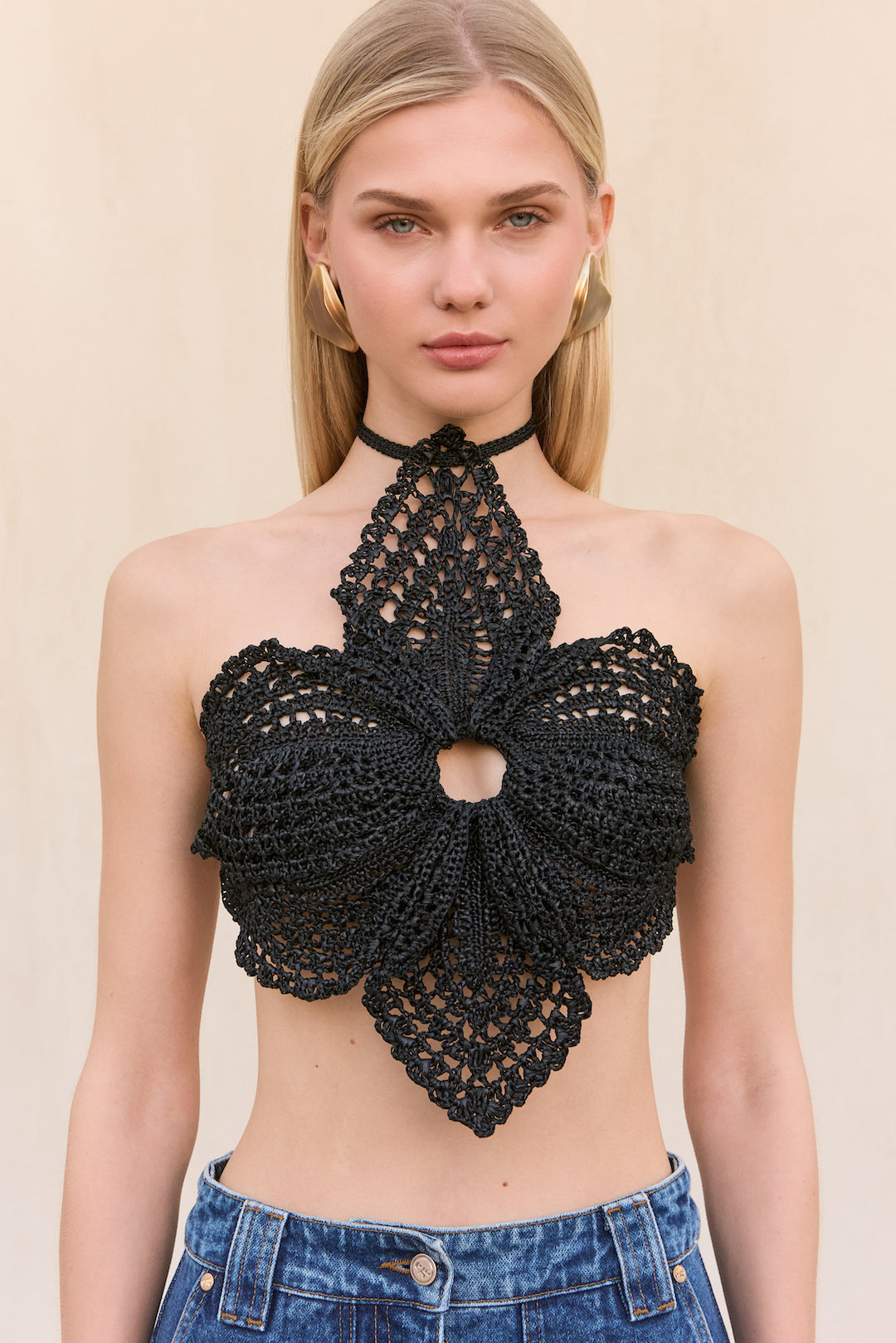 DARLENA CROCHET TOP - BLACK