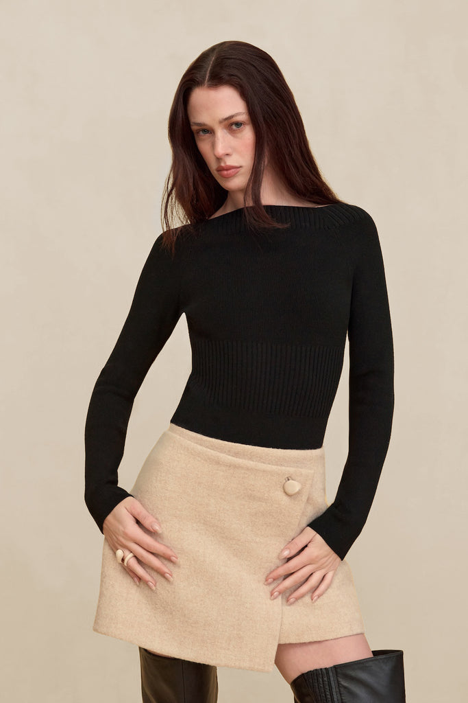 LOTTIE BODYSUIT SWEATER - BLACK