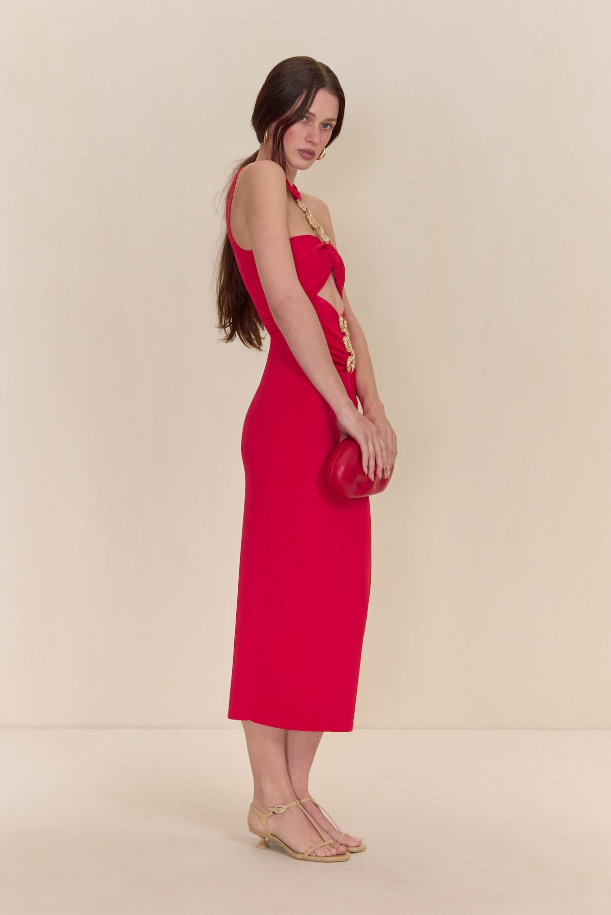 cult gaia red dress CRISTOS KNIT DRESS