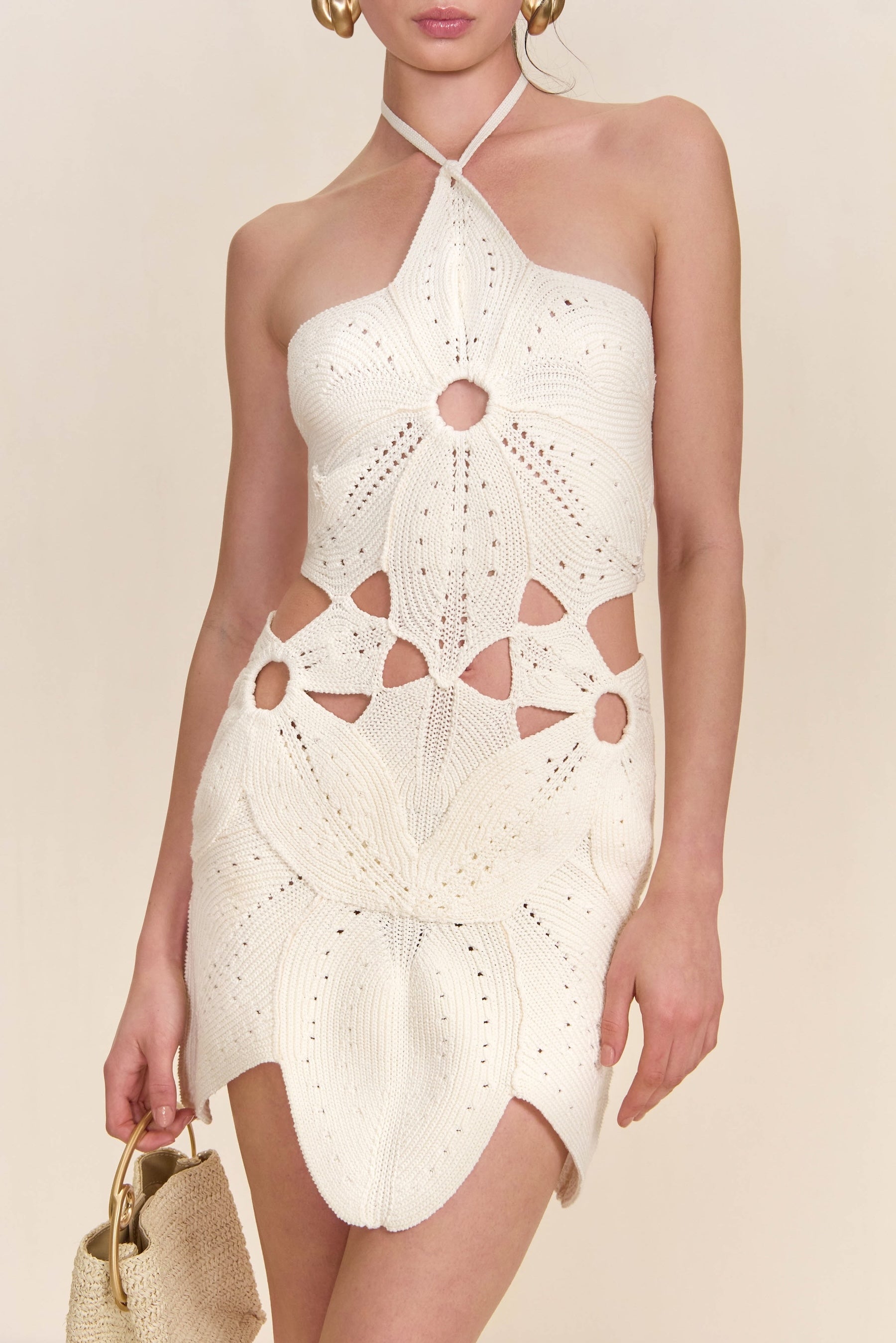 FLOREANA KNIT DRESS OFF WHITE