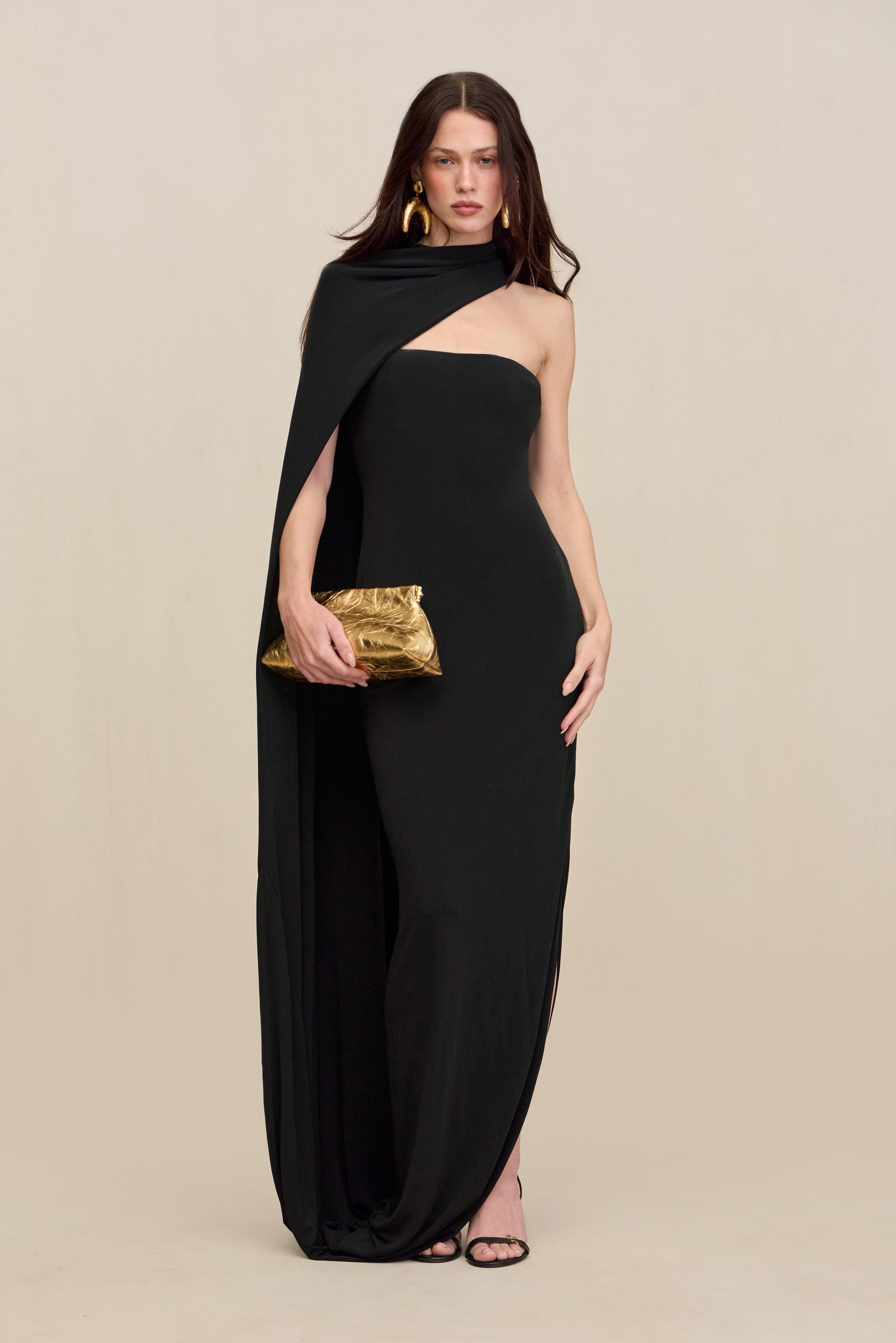 Cult Gaia Corsica Draped Cape Jersey Maxi Dress Cult Gaia Corsica Draped Cape Jersey Maxi Dress