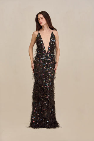 ALMIRA GOWN - BLACK MULTI