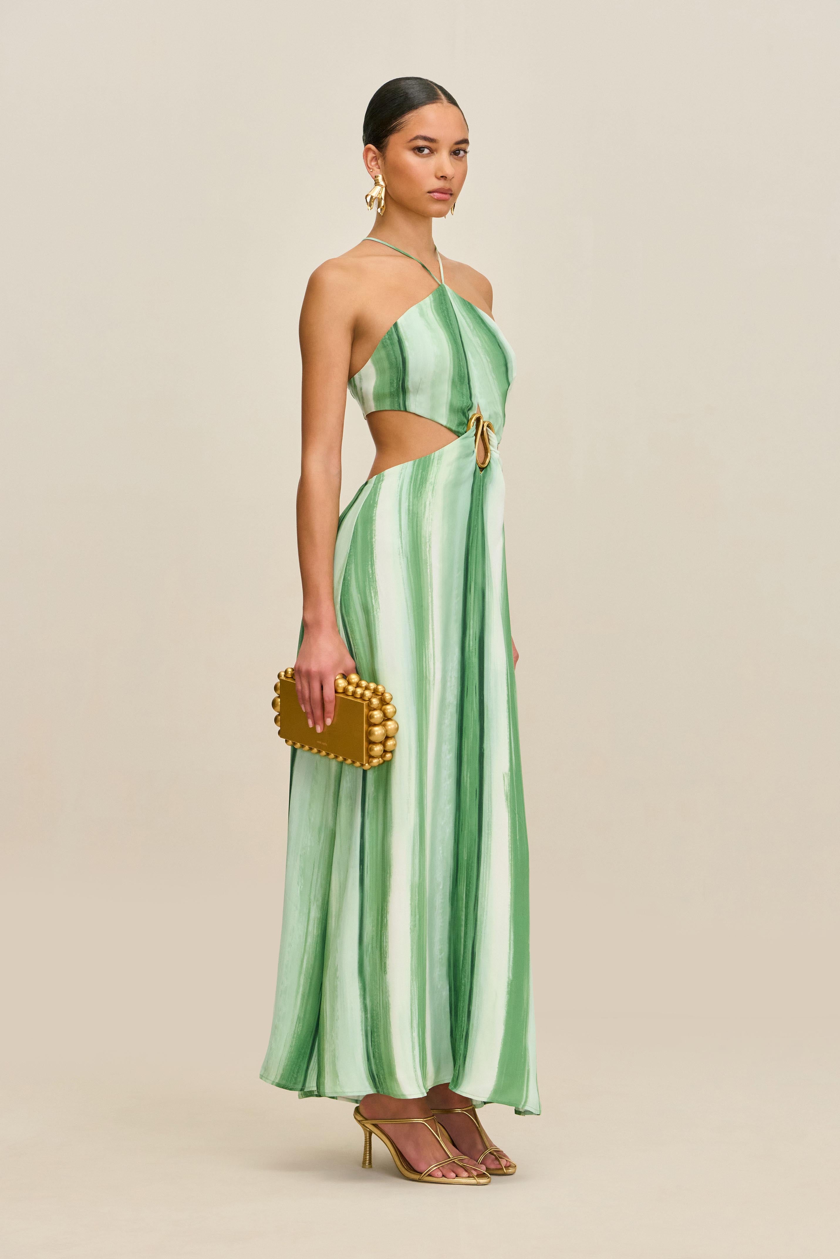 ESMERALDA DRESS - CALLA LILY PAINTED STRIPE