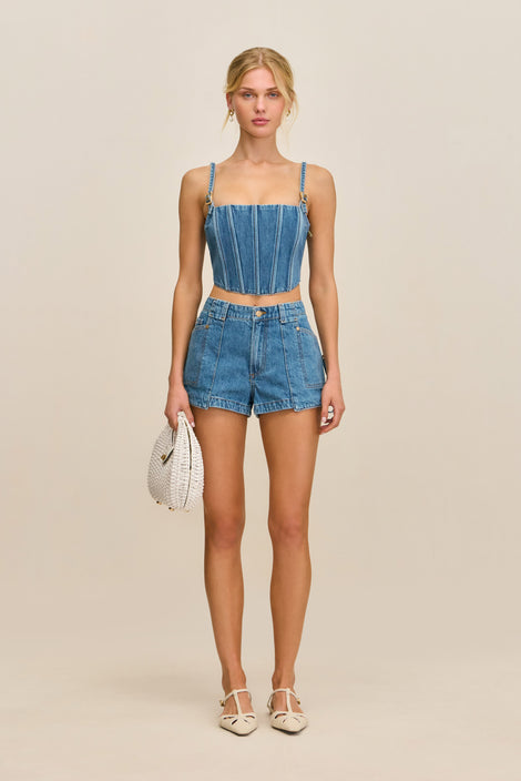 LAUREN TOP - MEDIUM STONE WASH