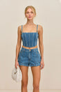 LAUREN TOP - MEDIUM STONE WASH