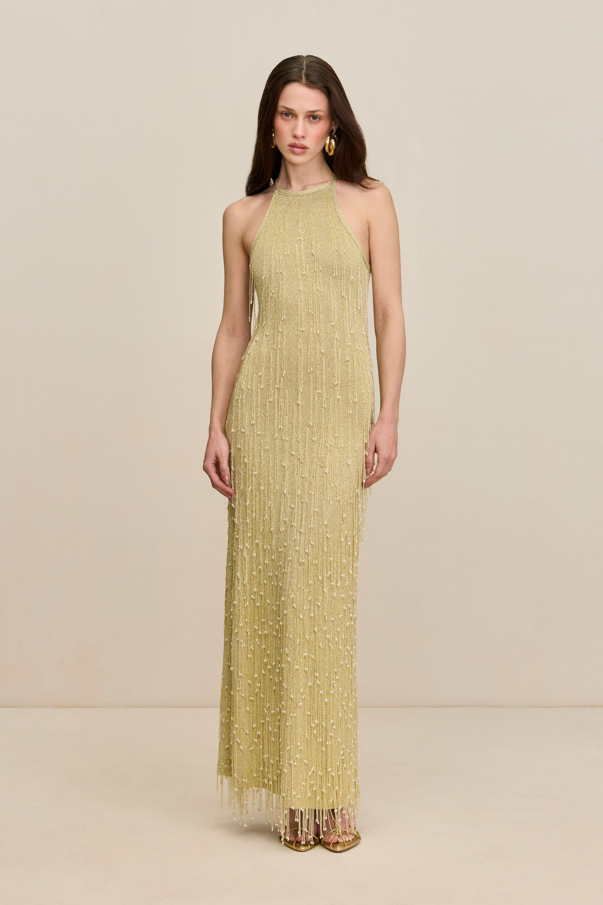 ZION KNIT GOWN - LIGHT GOLD