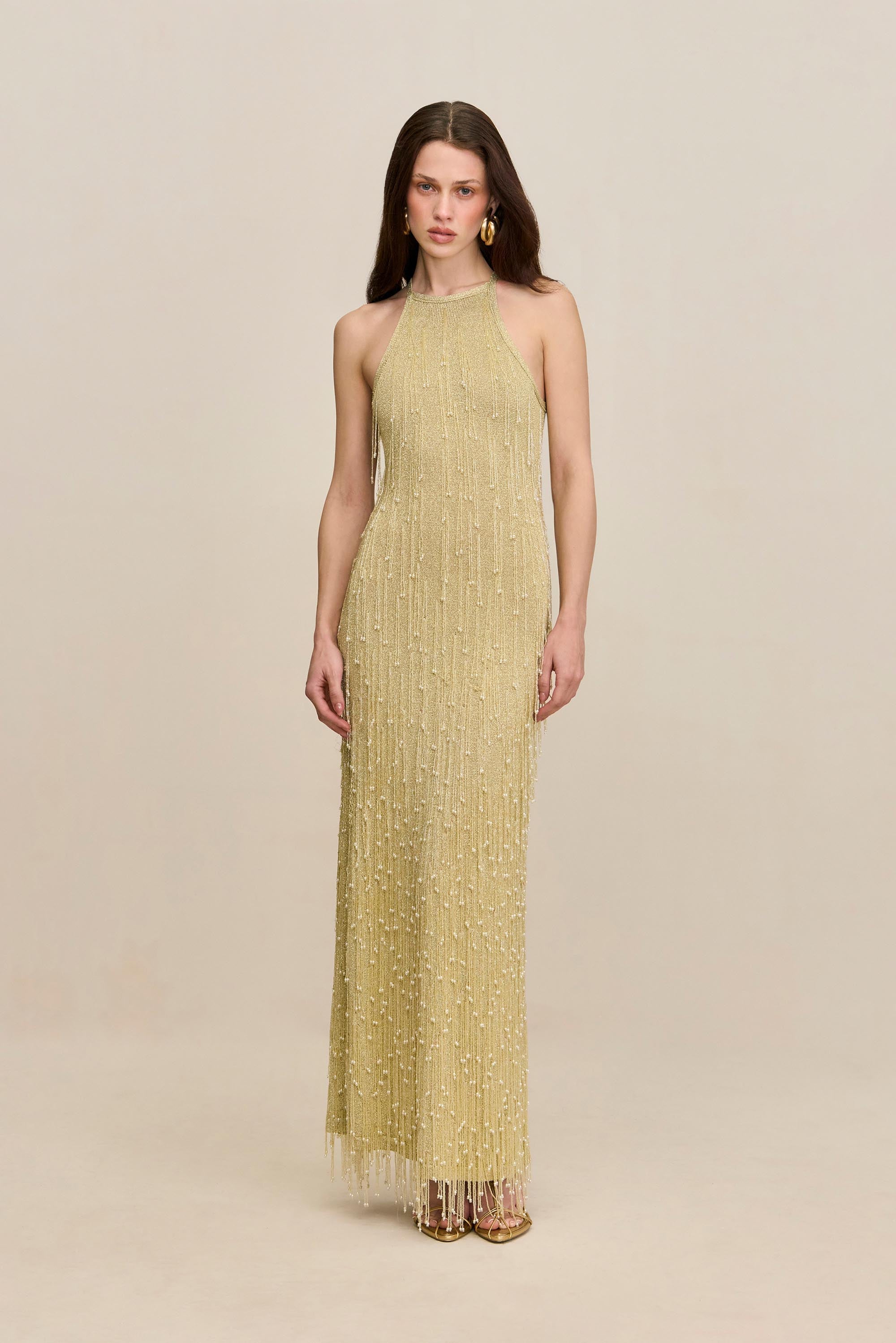 ZION KNIT GOWN - LIGHT GOLD