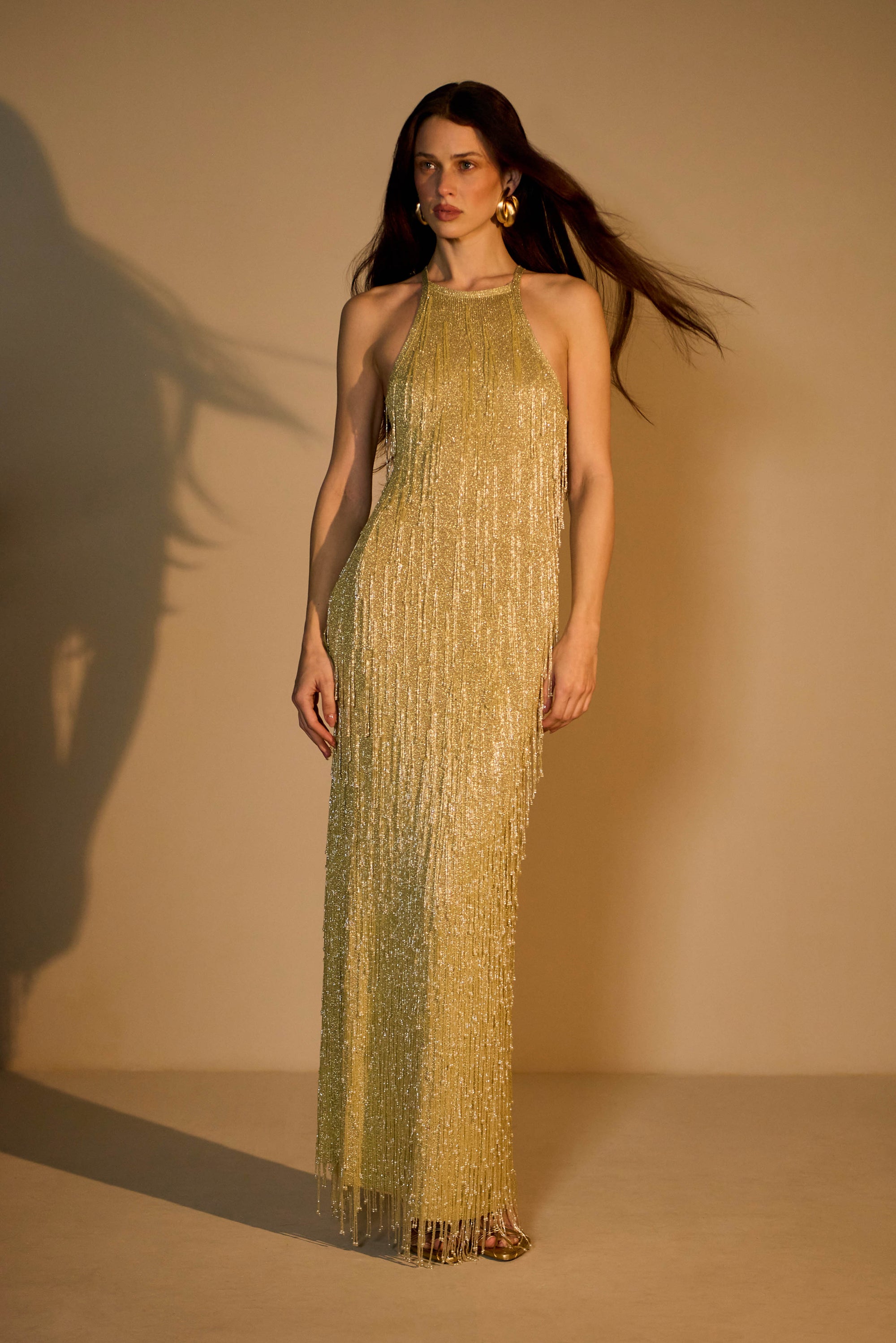 ZION KNIT GOWN - LIGHT GOLD