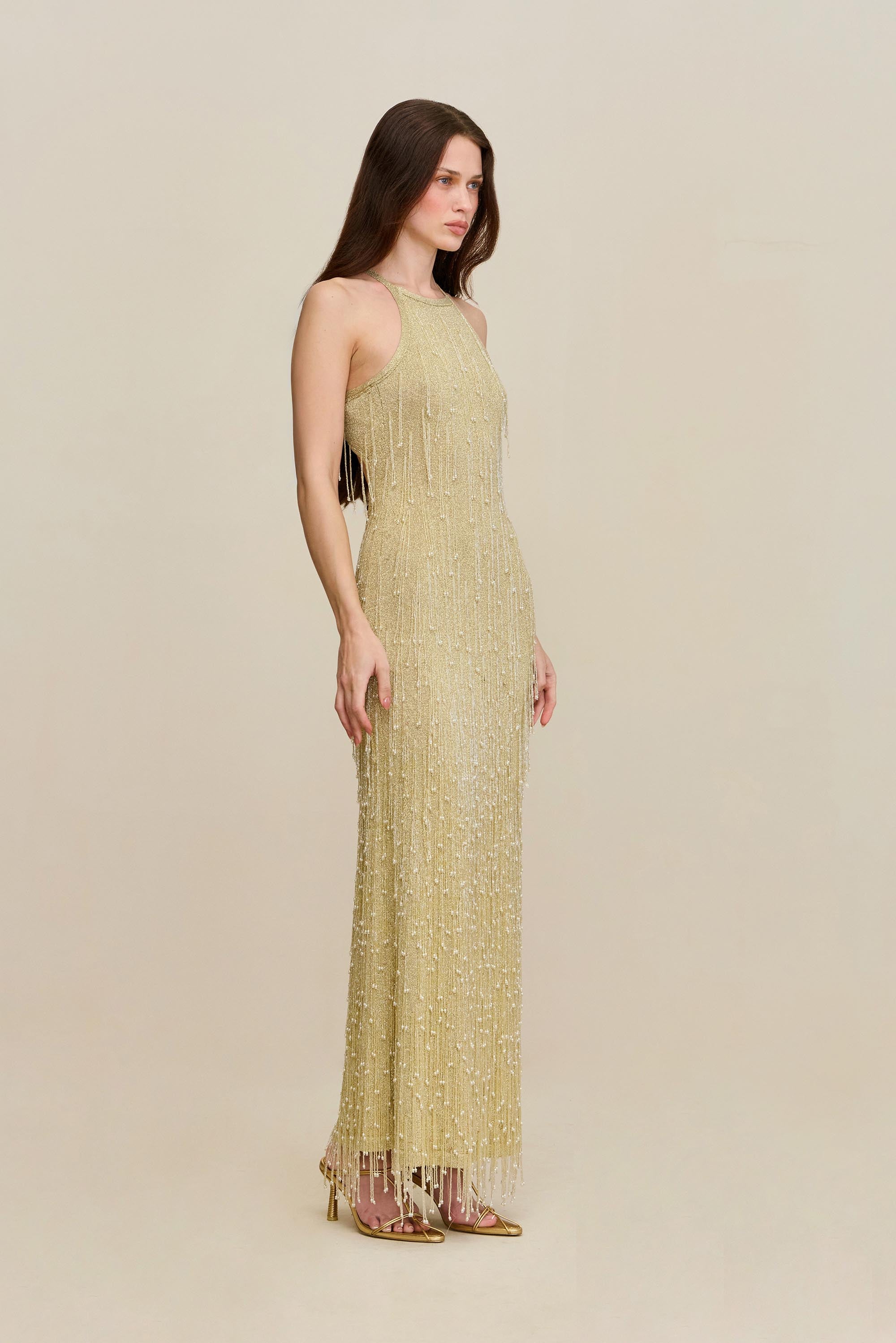 ZION KNIT GOWN - LIGHT GOLD CULT GAIA ZION KNIT GOWN - LIGHT GOLD CULT GAIA