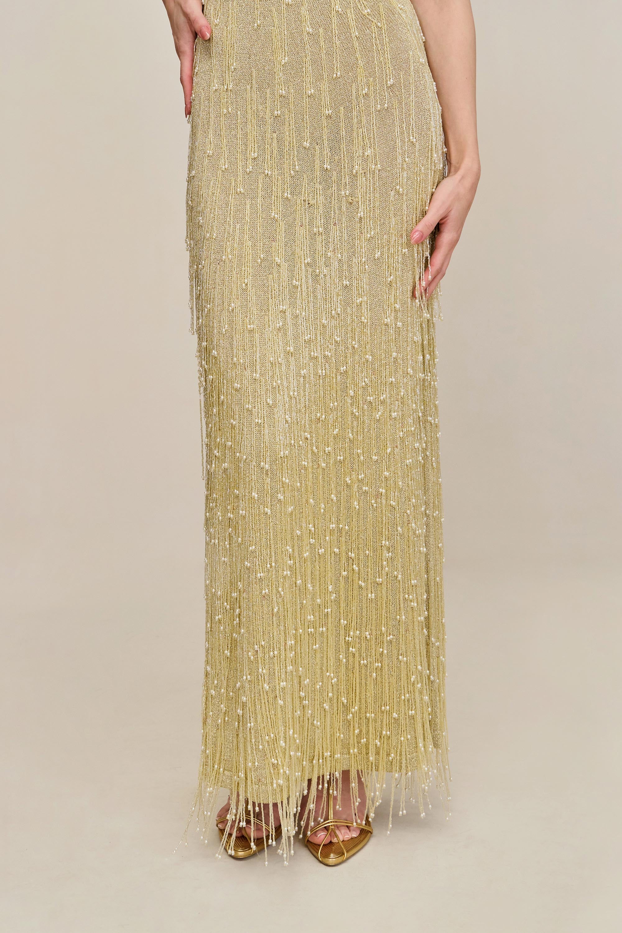 ZION KNIT GOWN - LIGHT GOLD CULT GAIA ZION KNIT GOWN - LIGHT GOLD CULT GAIA