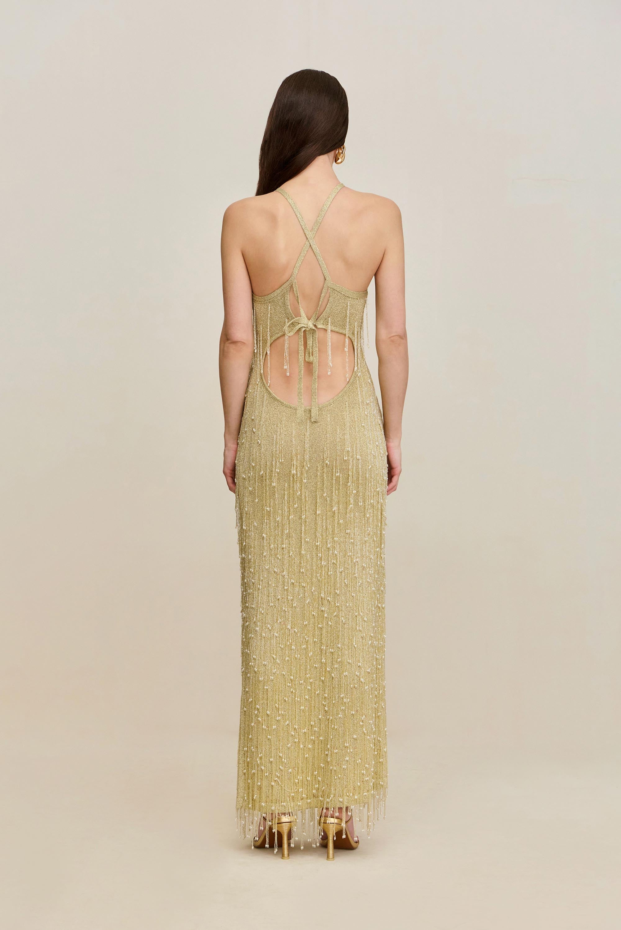 ZION KNIT GOWN - LIGHT GOLD CULT GAIA ZION KNIT GOWN - LIGHT GOLD CULT GAIA