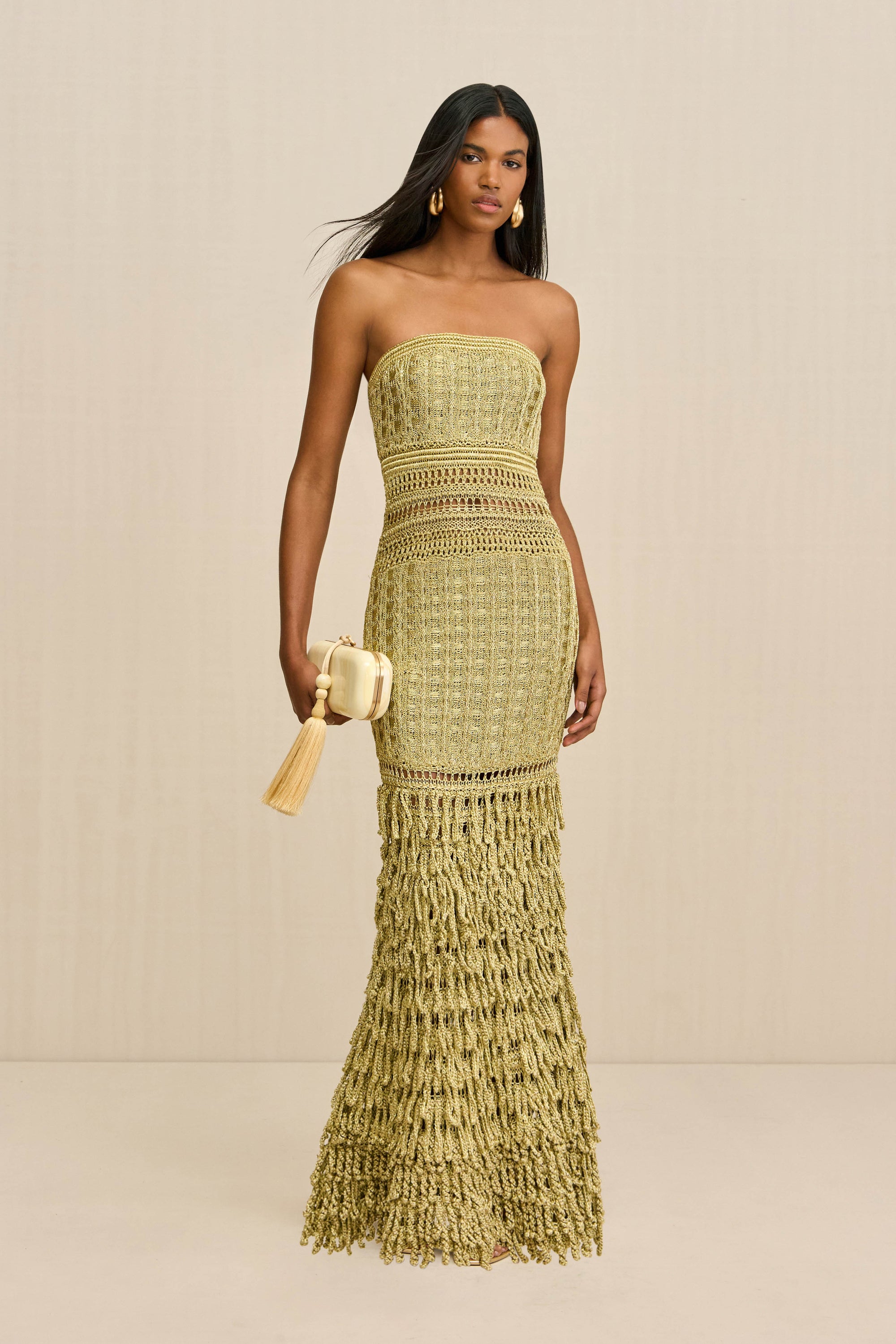MORGAN CROCHET GOWN - GOLD