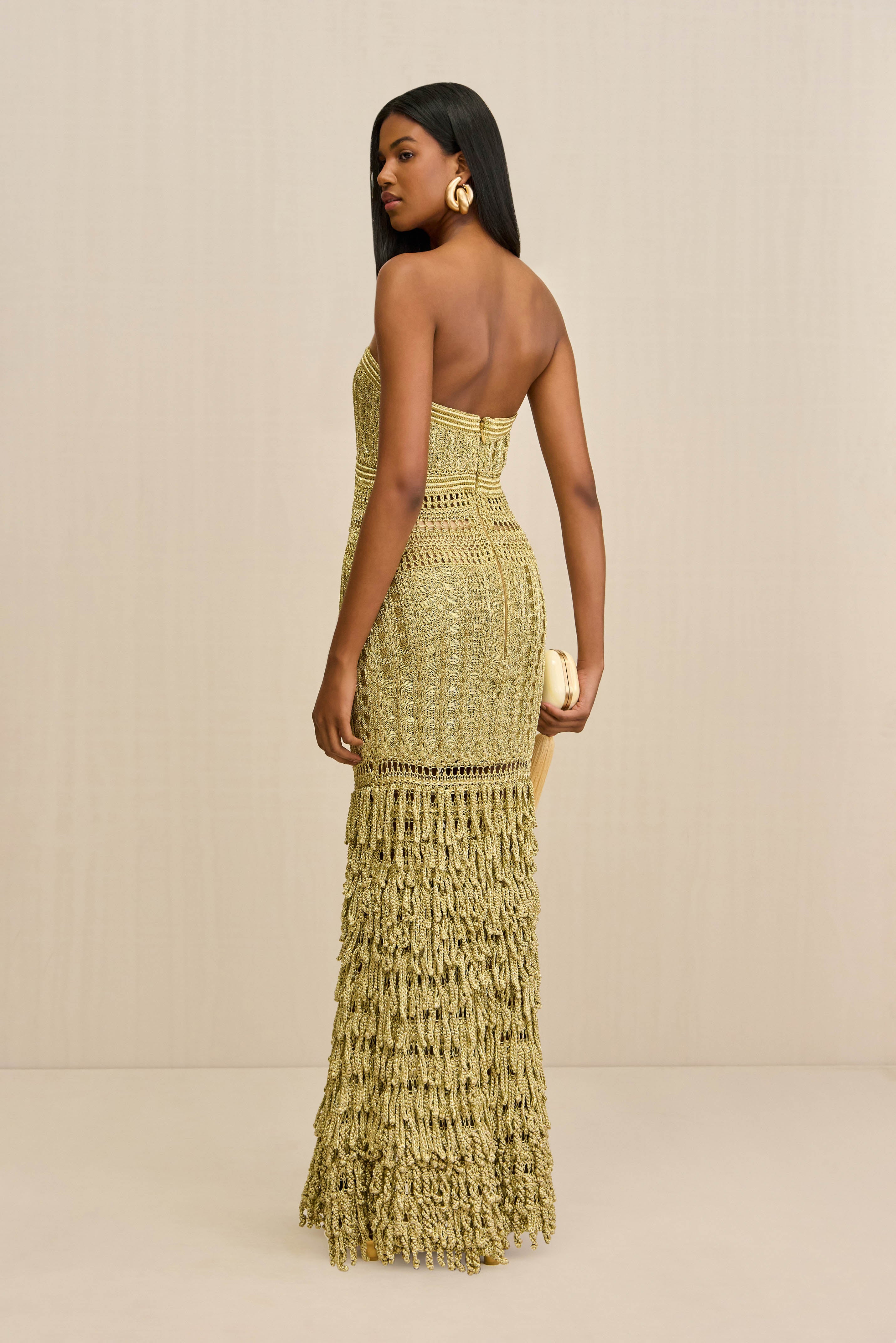 MORGAN CROCHET GOWN - GOLD