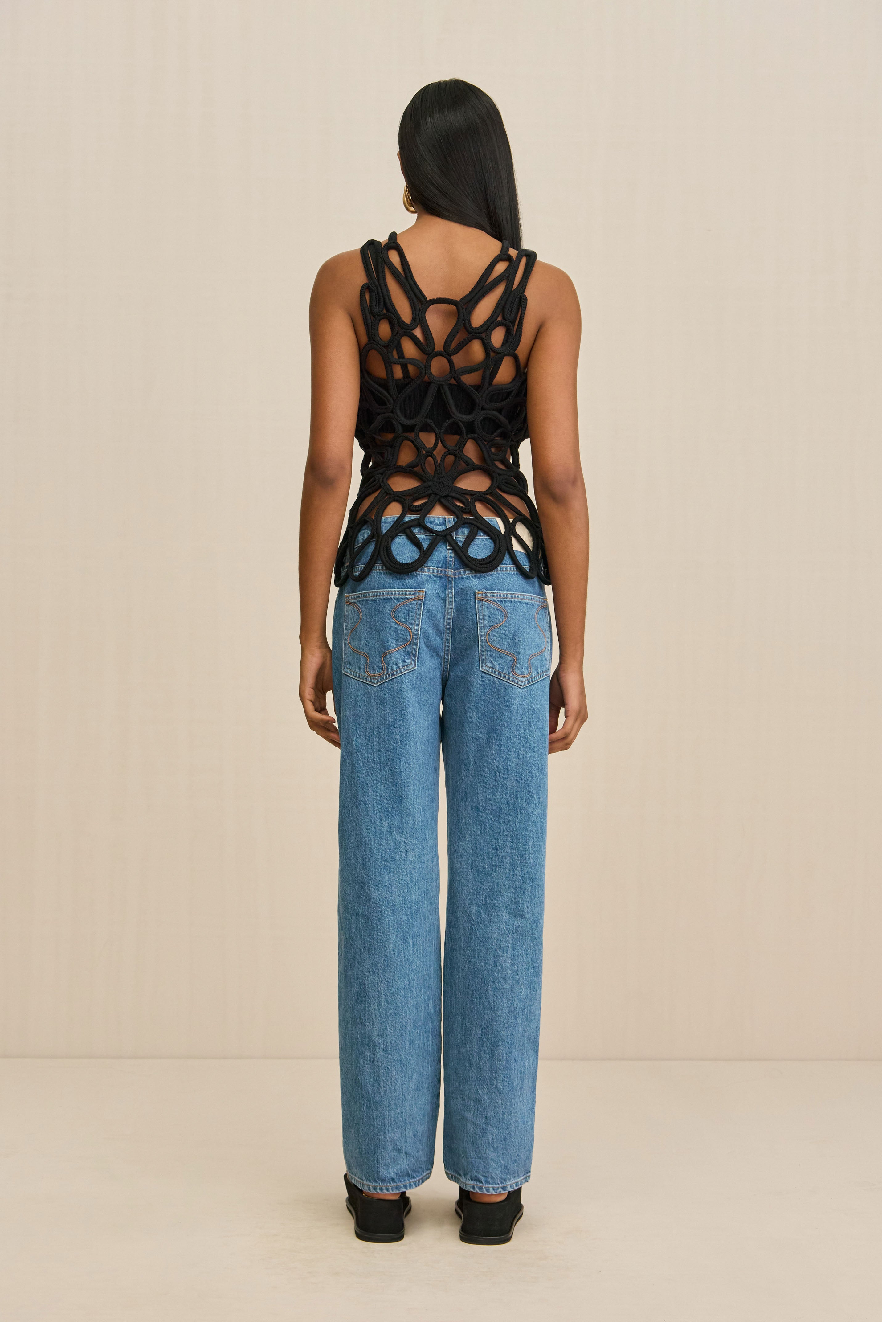 DANICA CROCHET TOP - BLACK