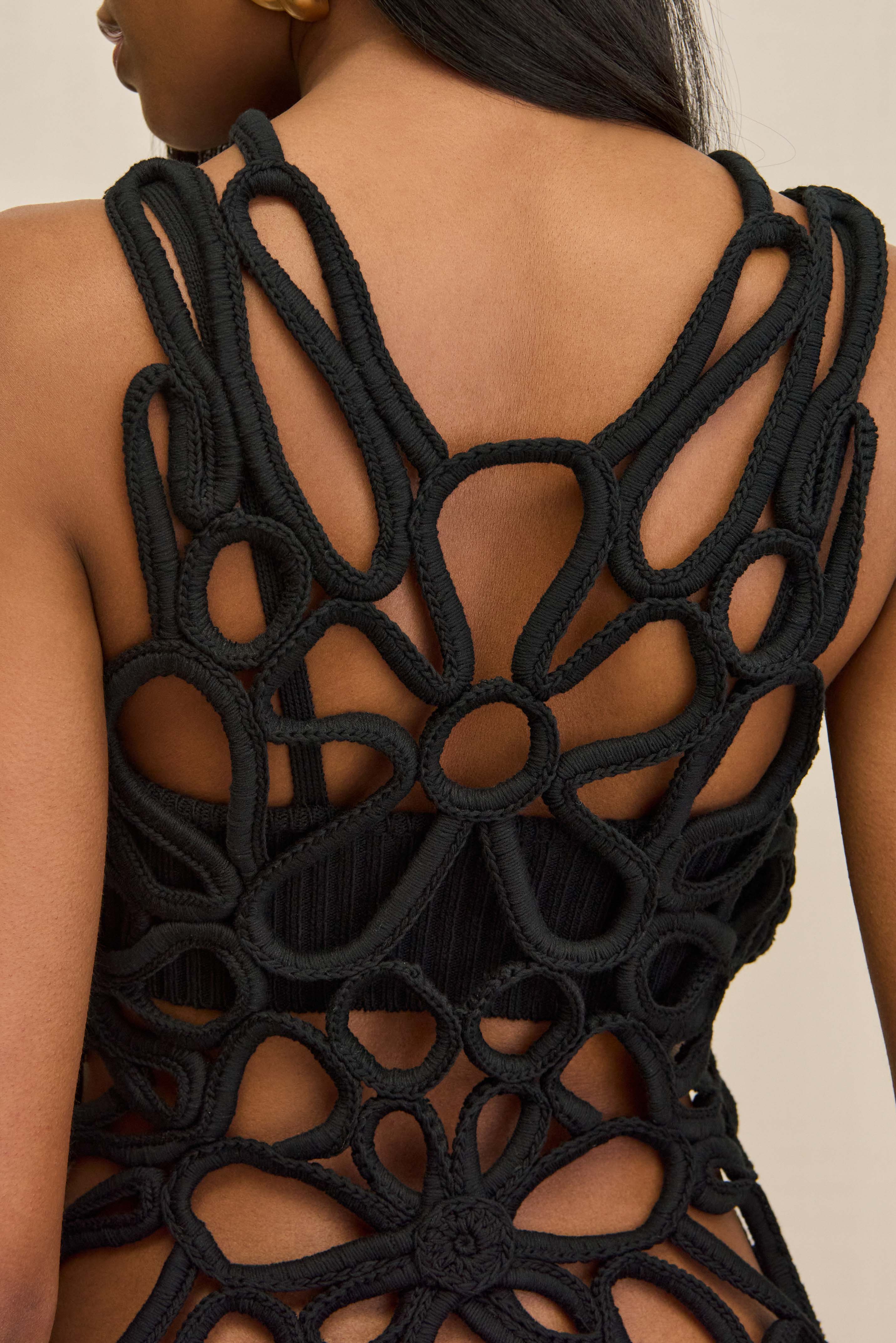 DANICA CROCHET TOP - BLACK