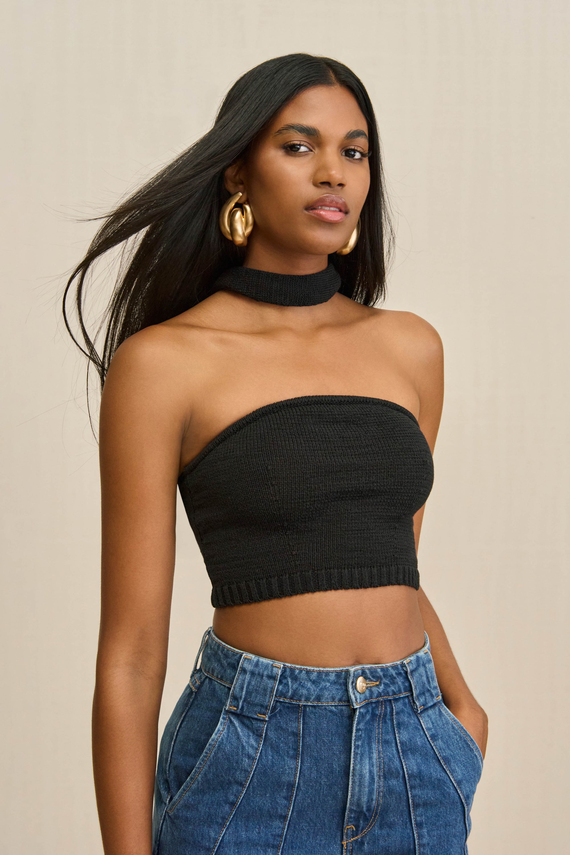 SORINE KNIT TOP - BLACK