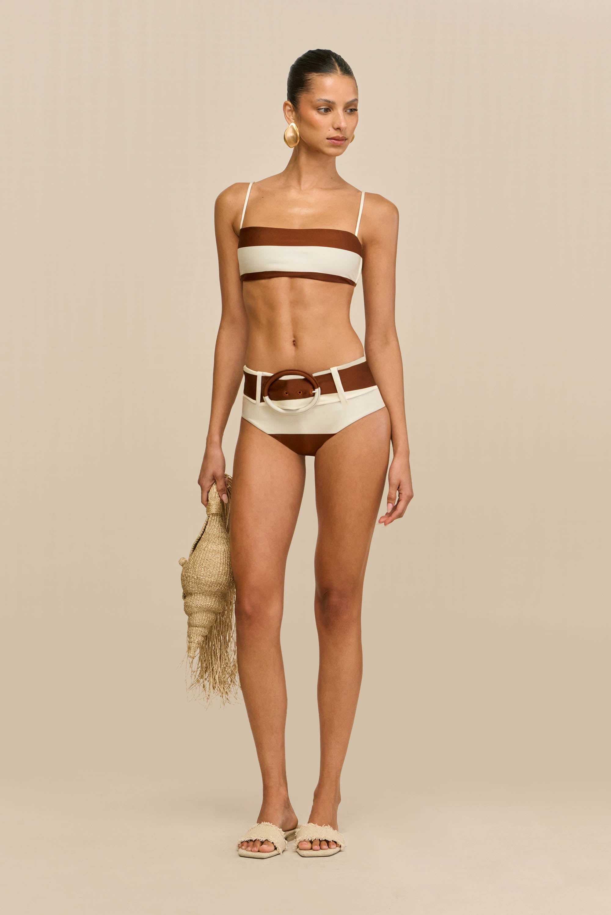 TAREK BIKINI BOTTOM - LARGE SADDLE STRIPE