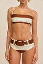 TAREK BIKINI BOTTOM - LARGE SADDLE STRIPE
