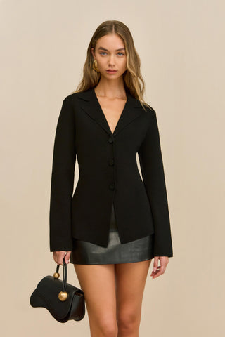 ELOMI KNIT CARDIGAN - BLACK