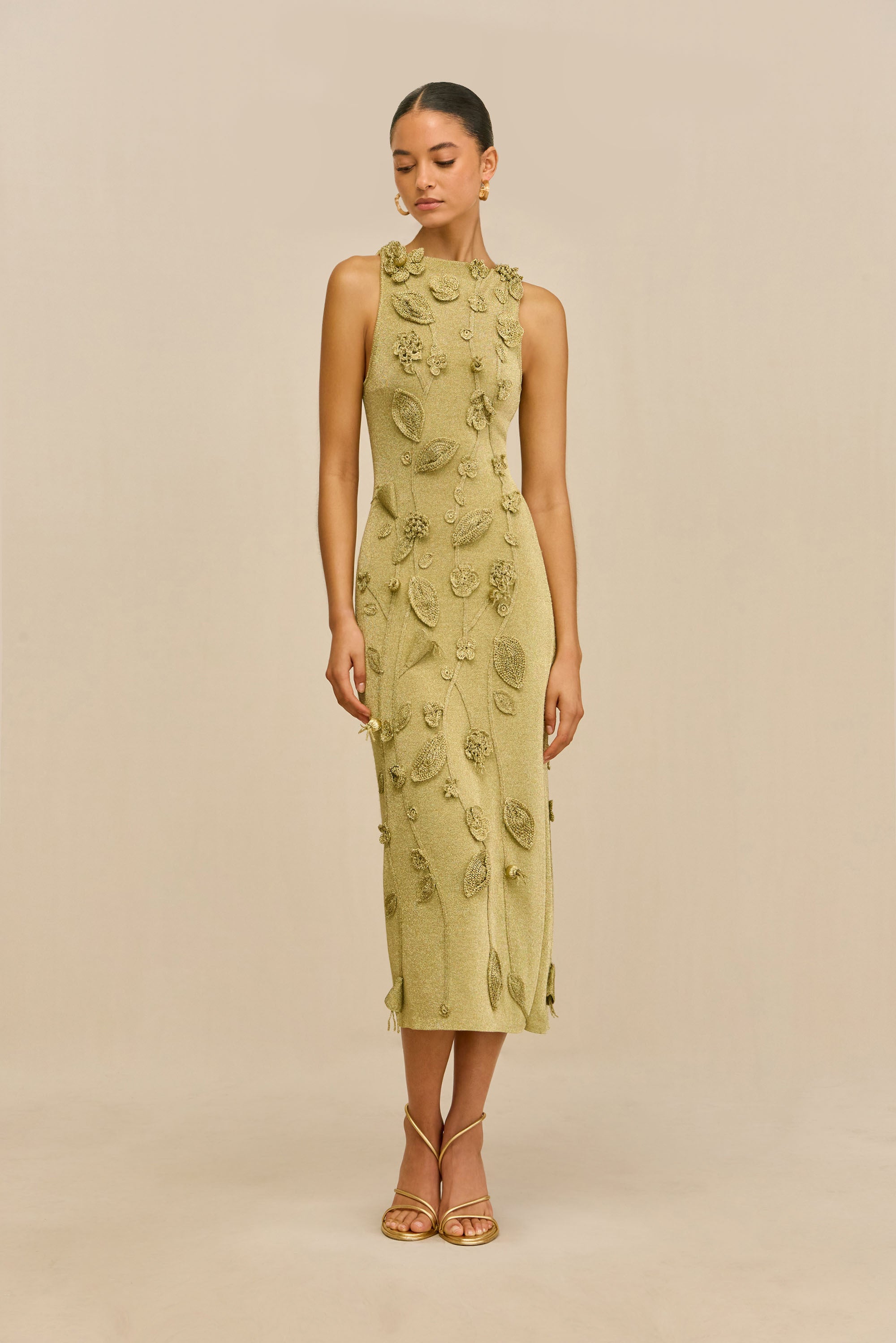 Cult Gaia Kivu Dress in Metallic Gold