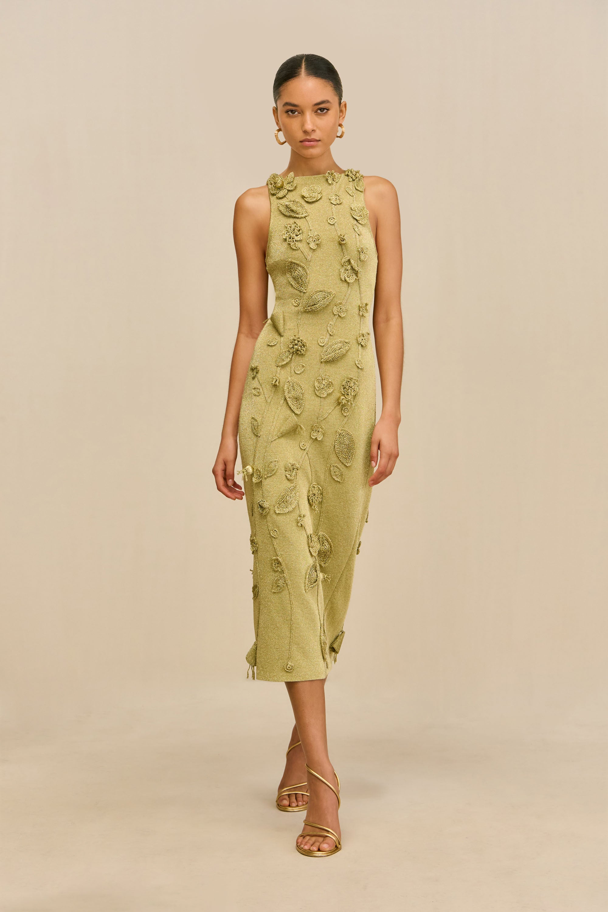 Cult Gaia Kivu Dress in Metallic Gold