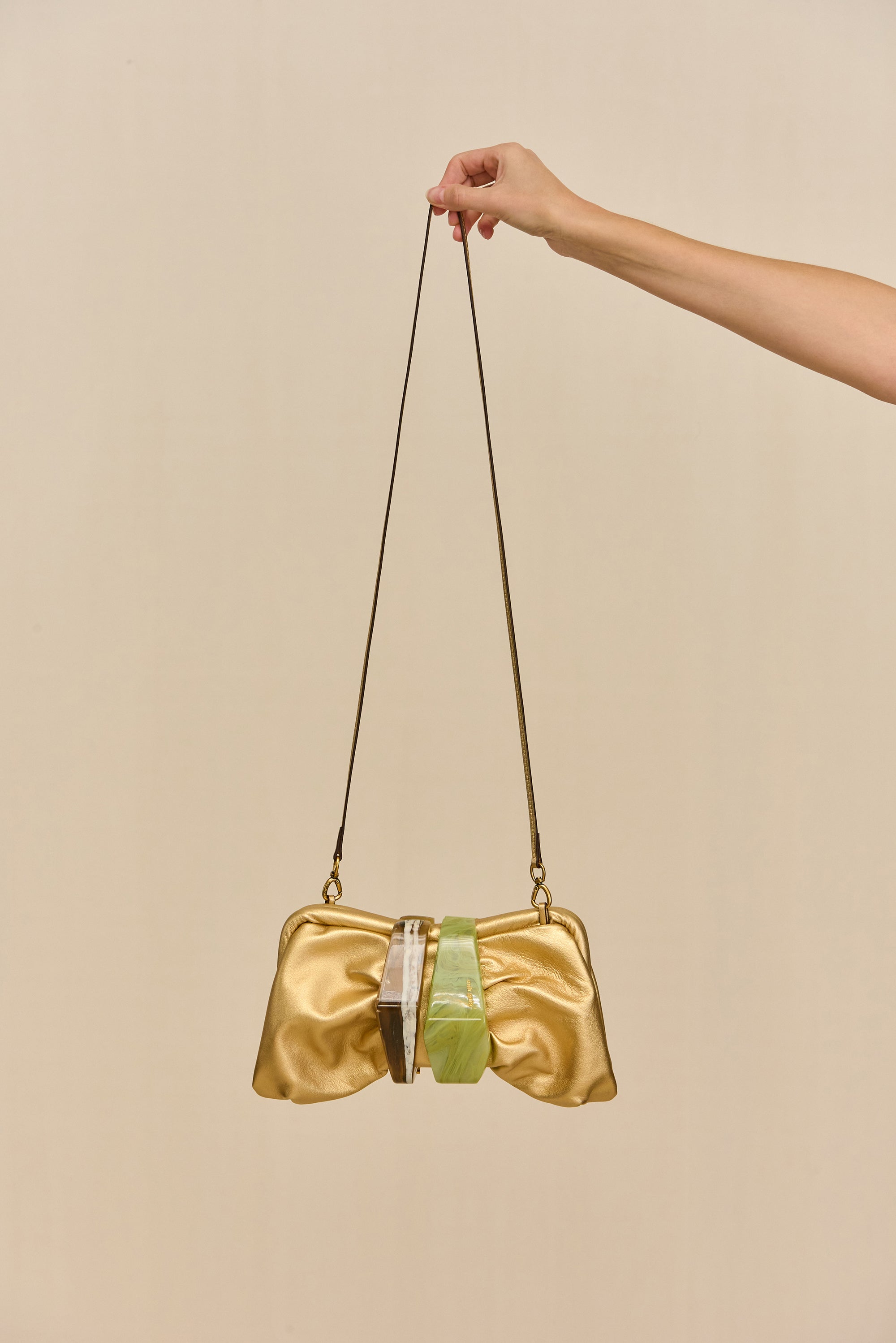 JULITA CONVERTIBLE CLUTCH - BRASS