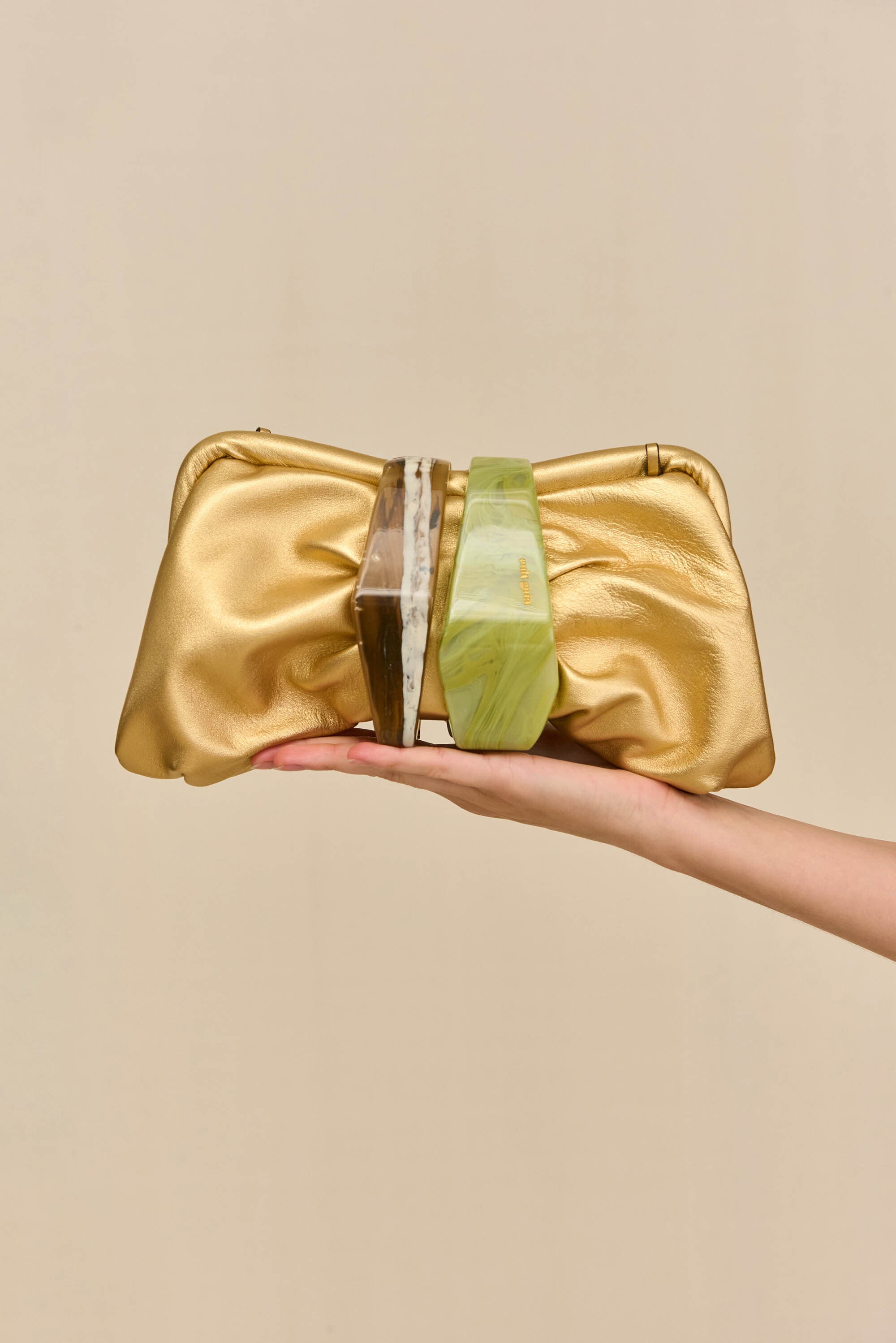 JULITA CONVERTIBLE CLUTCH - BRASS