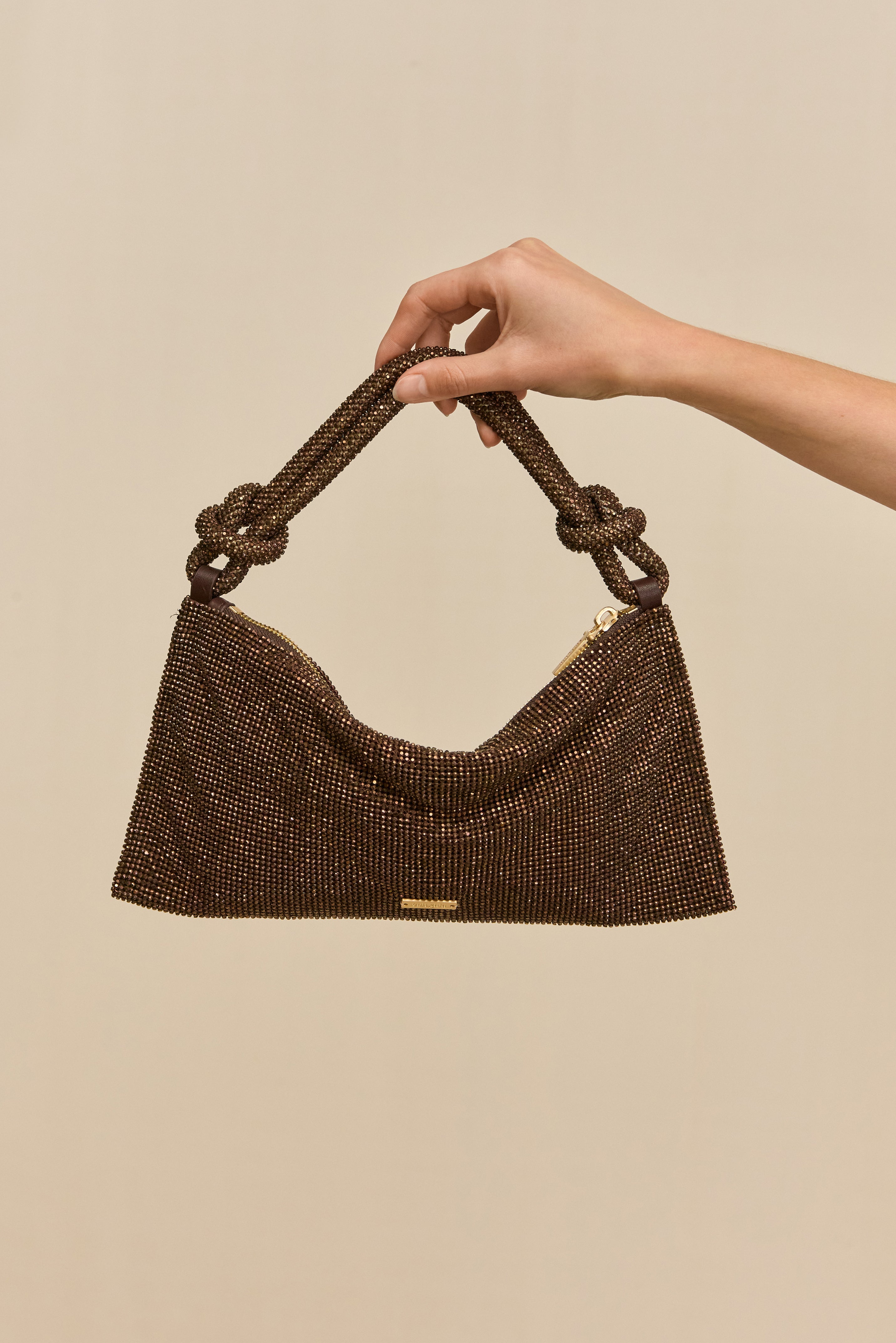 HERA NANO RHINESTONE SHOULDER BAG - JAVA