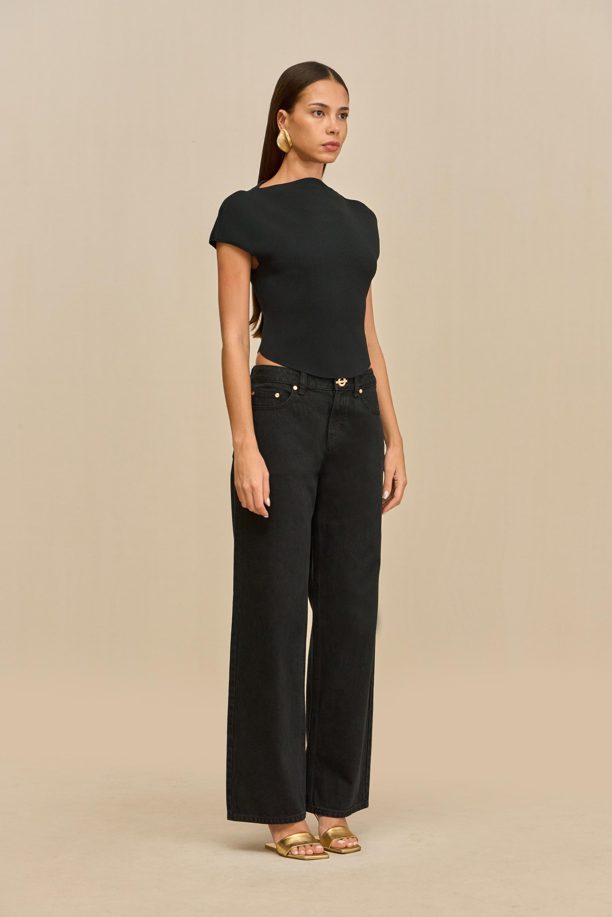 VIRGINIANA KNIT TOP - BLACK