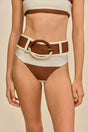 TAREK BIKINI BOTTOM - LARGE SADDLE STRIPE