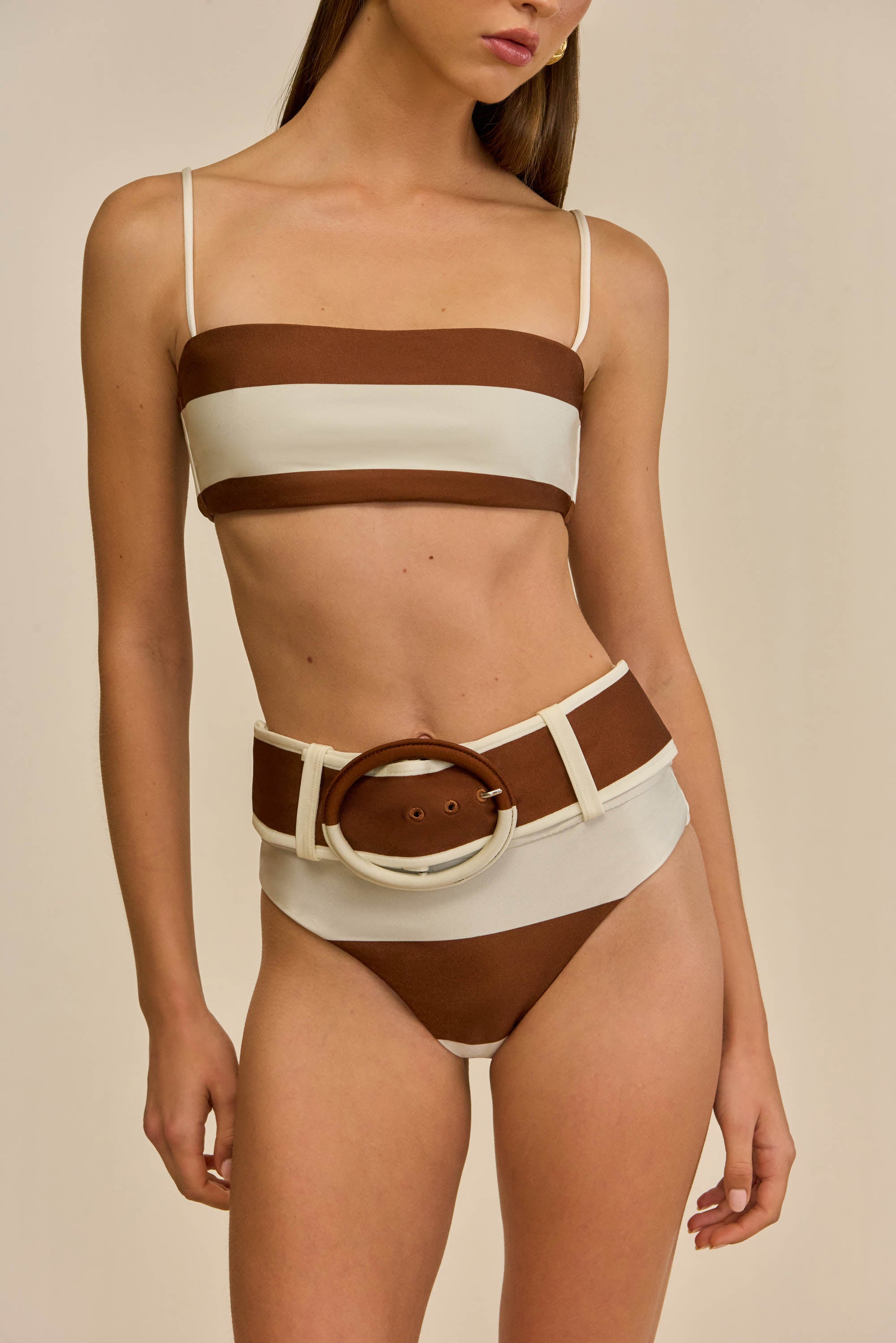 TAREK BIKINI BOTTOM - LARGE SADDLE STRIPE