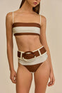 TAREK BIKINI BOTTOM - LARGE SADDLE STRIPE