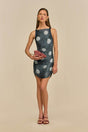 MADISON DRESS - LARGE DOT DEEP LAKE