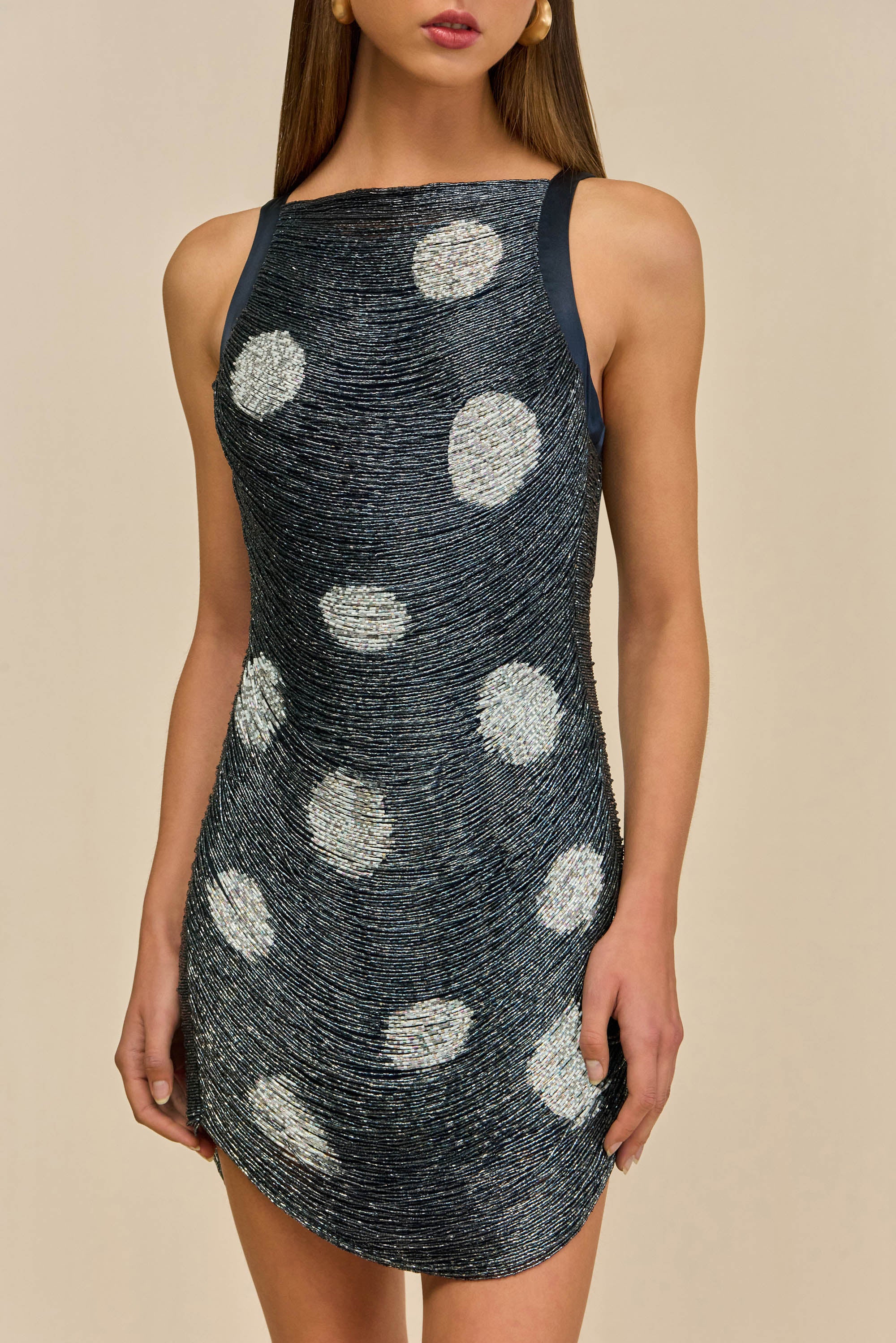 MADISON DRESS - LARGE DOT DEEP LAKE