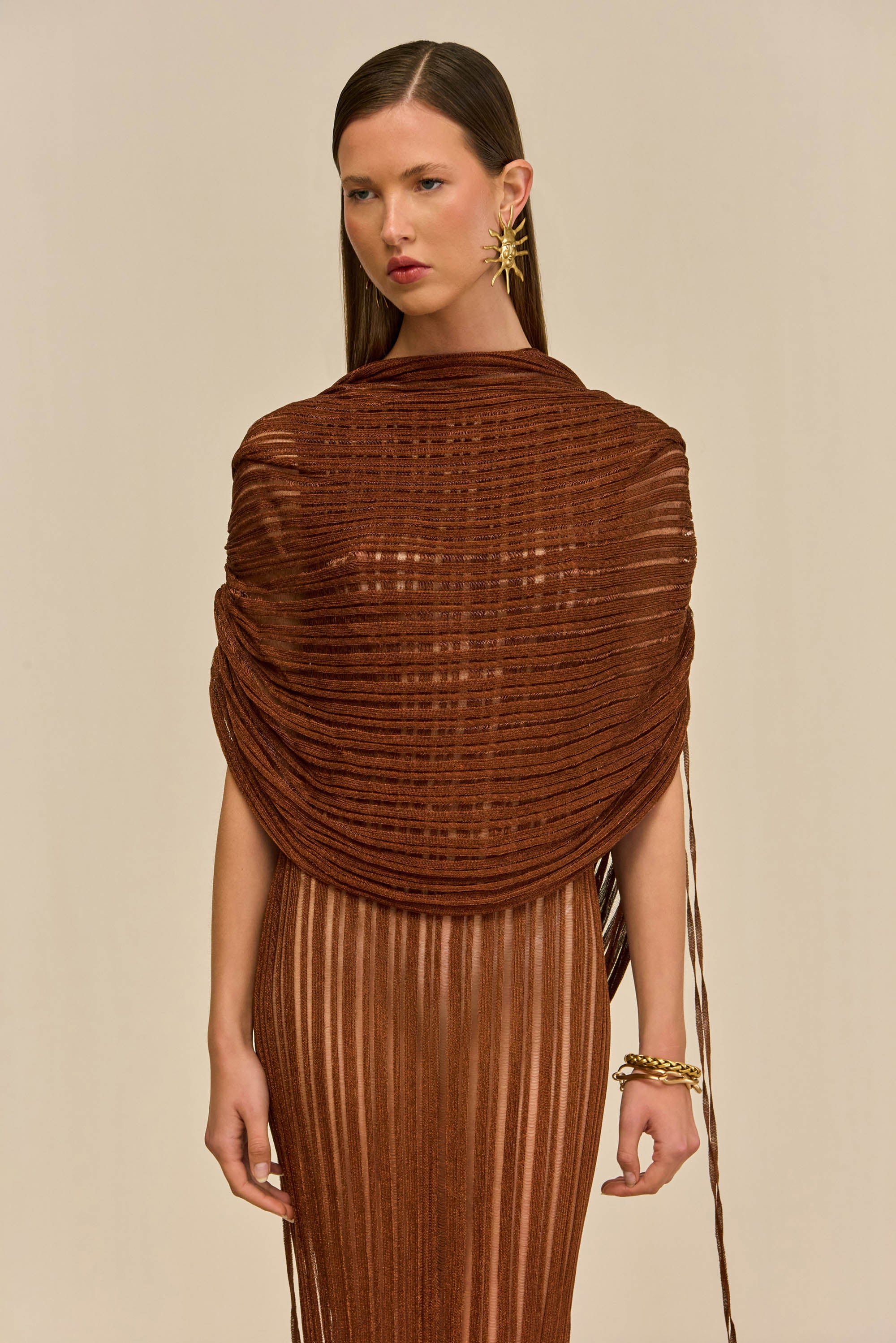 KAYA KNIT DRESS - SADDLE