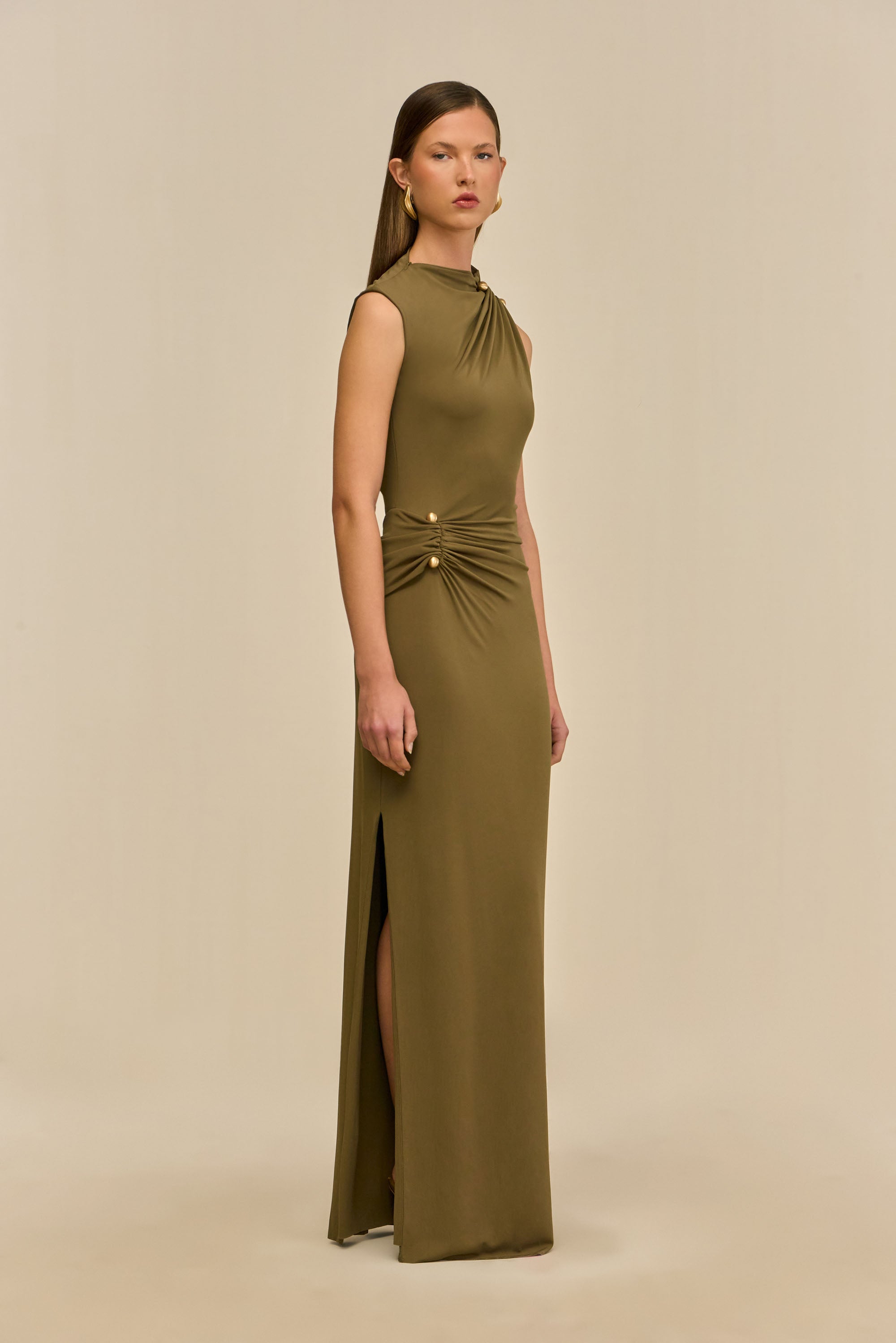 cult gaia willow dress green Willow Woven Button-Front Midi Dress By Cult Gaia
