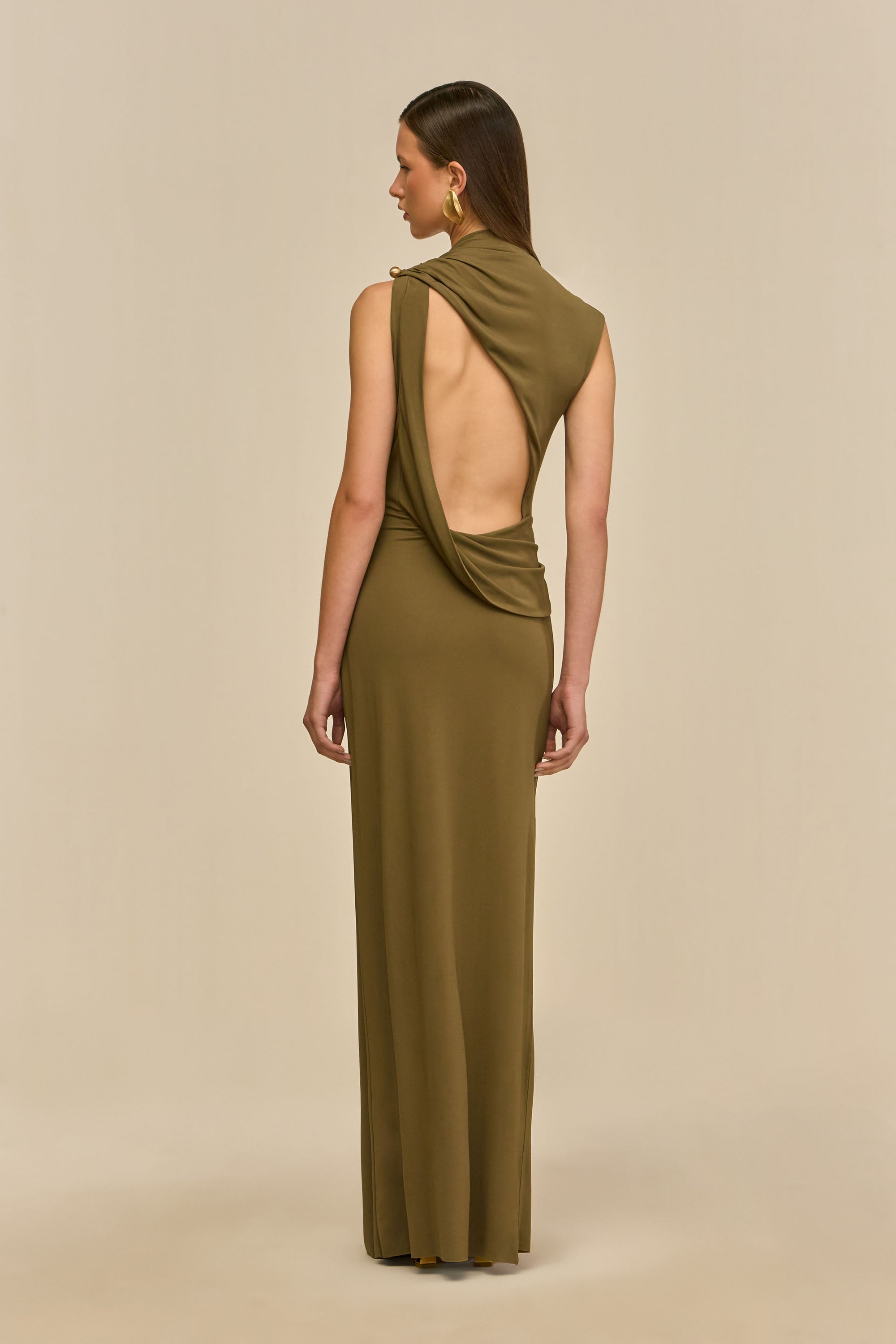 cult gaia olive green dress IZOLA GOWN