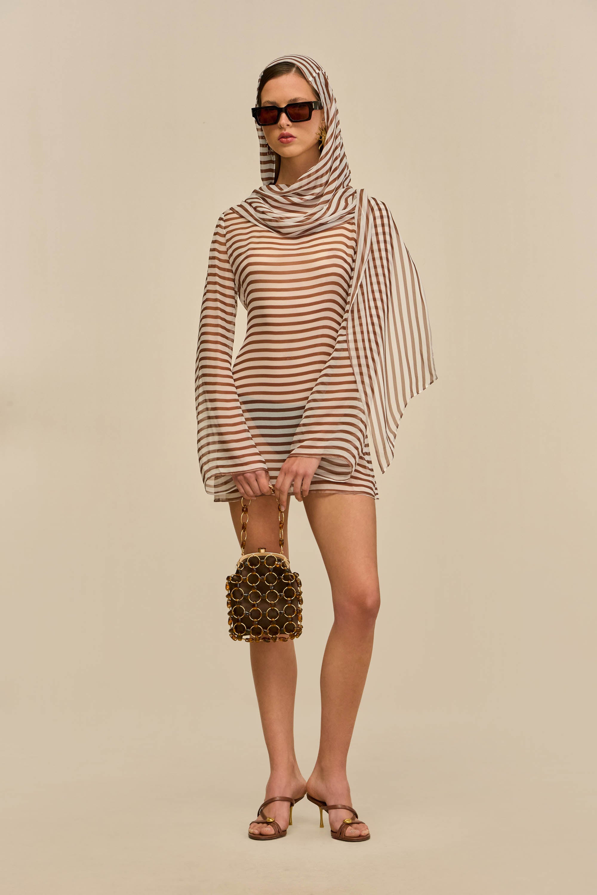 BEAUX DRESS - SMALL SADDLE STRIPE