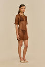 RURU KNIT COVERUP DRESS - SADDLE